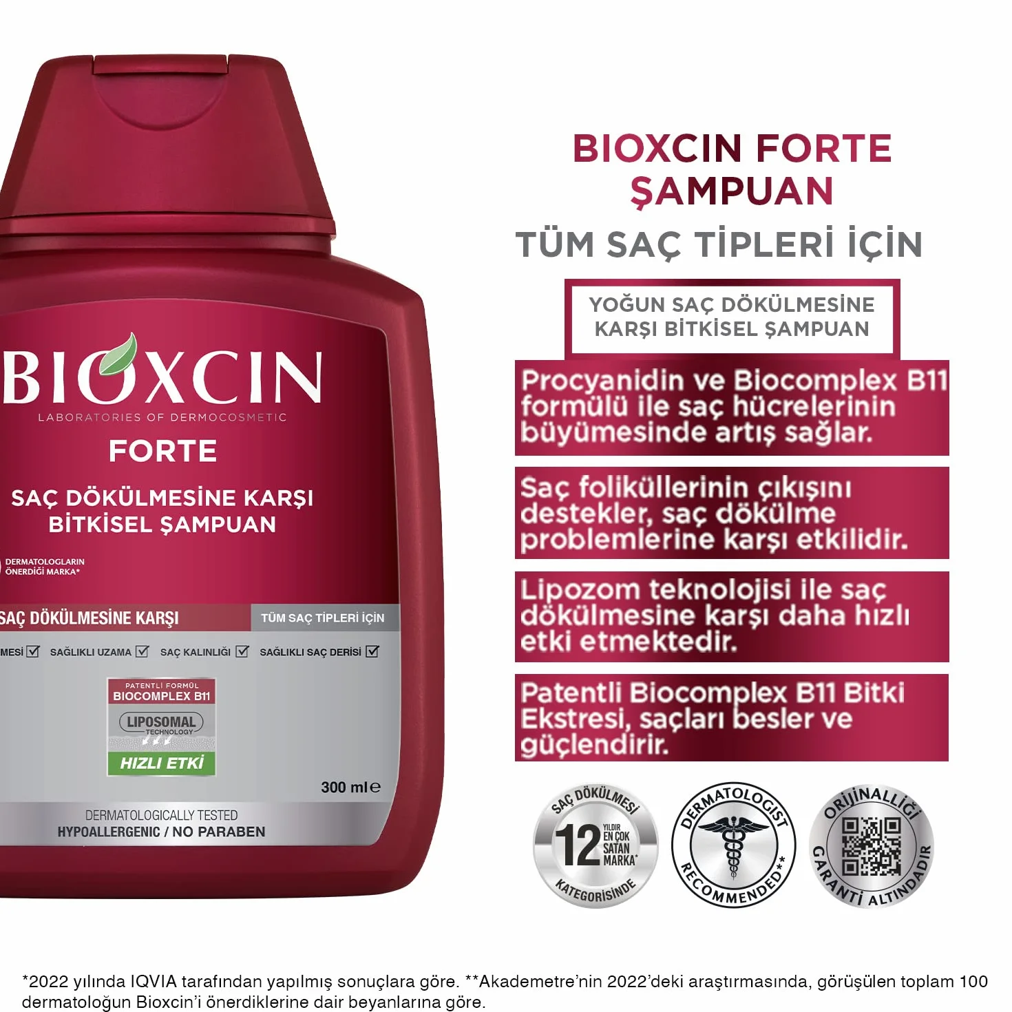 Bioxcin Forte Szampon przeciw intensywnemu wypadaniu włosów ziołowy do wszystkich rodzajów włosów 300 ml