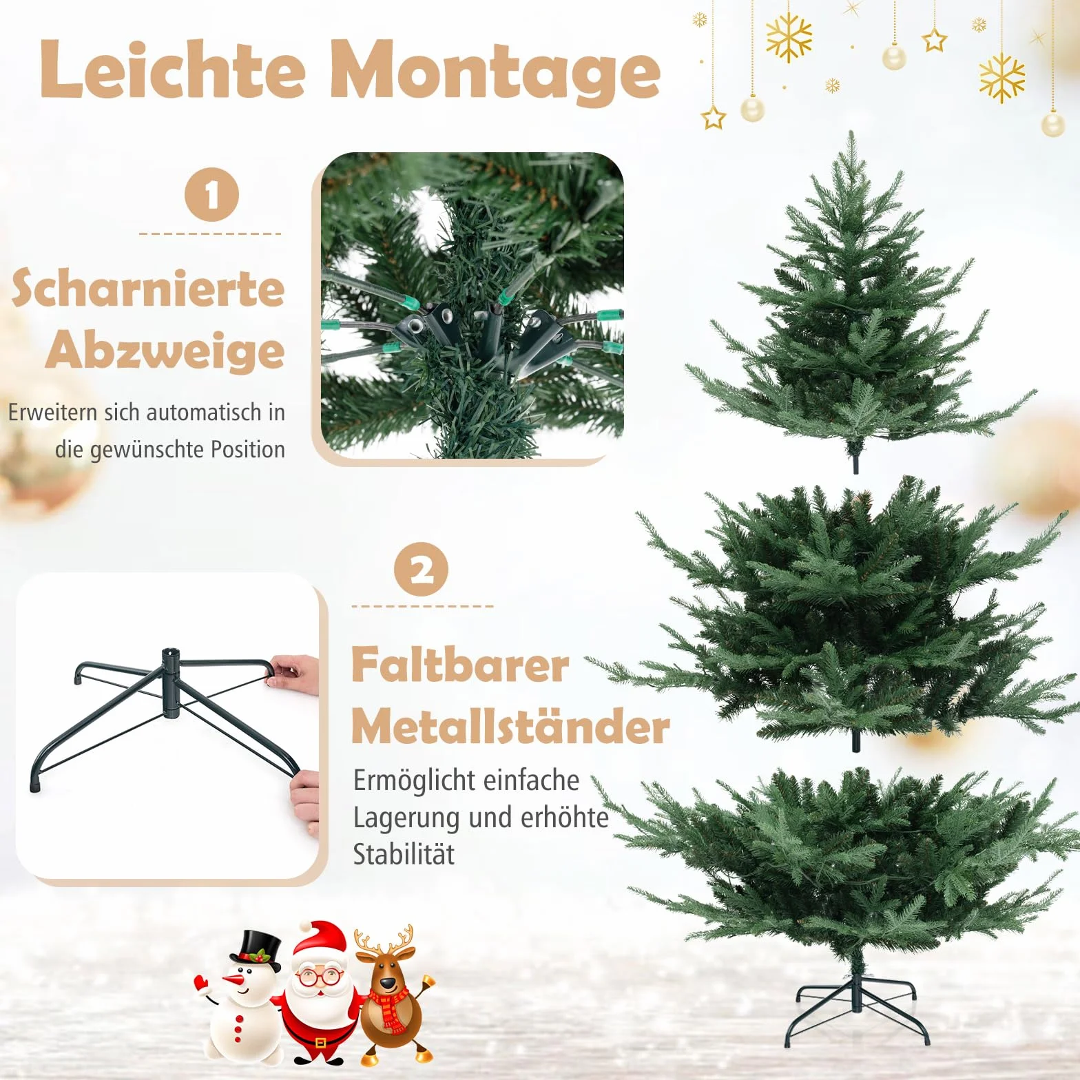 COSTWAY Sztuczna choinka 180 cm LED 240 diod ciepła biel 8 trybów