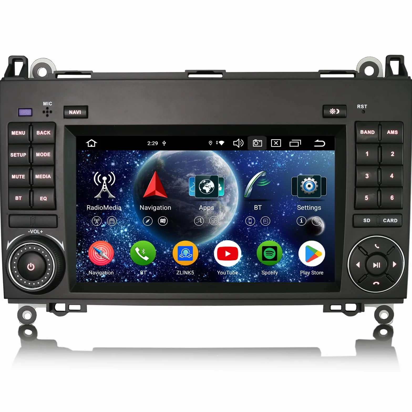erisin Radio samochodowe Android 14 4GB+64GB do Mercedes Klasa A/B W169 W245 Sprinter Viano VW Crafter, bezprzewodowe Carplay, Canbus 2.0GHz, 8 rdzeni CPU, GPS, nawigacja, DSP, IPS, ekran dotykowy