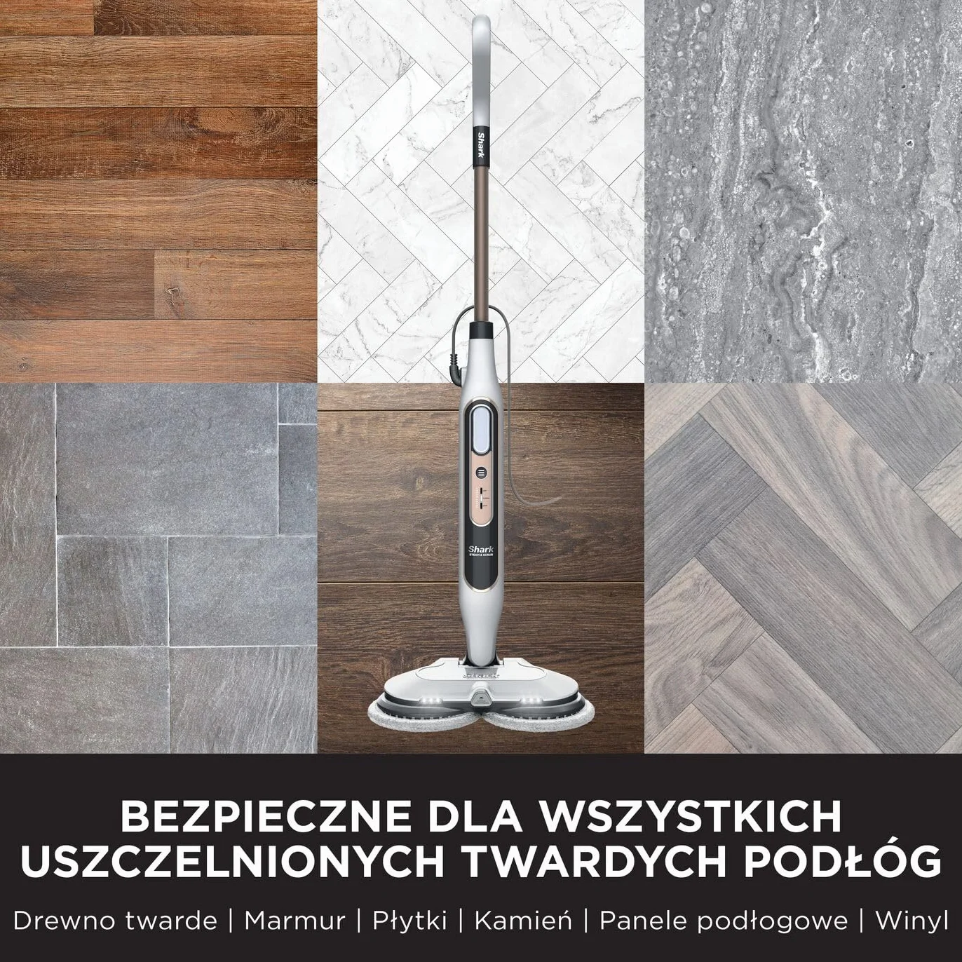 Shark Automatyczny mop parowy S8201EU 2 obrotowe nakładki 3 tryby pary dezynfekuje
