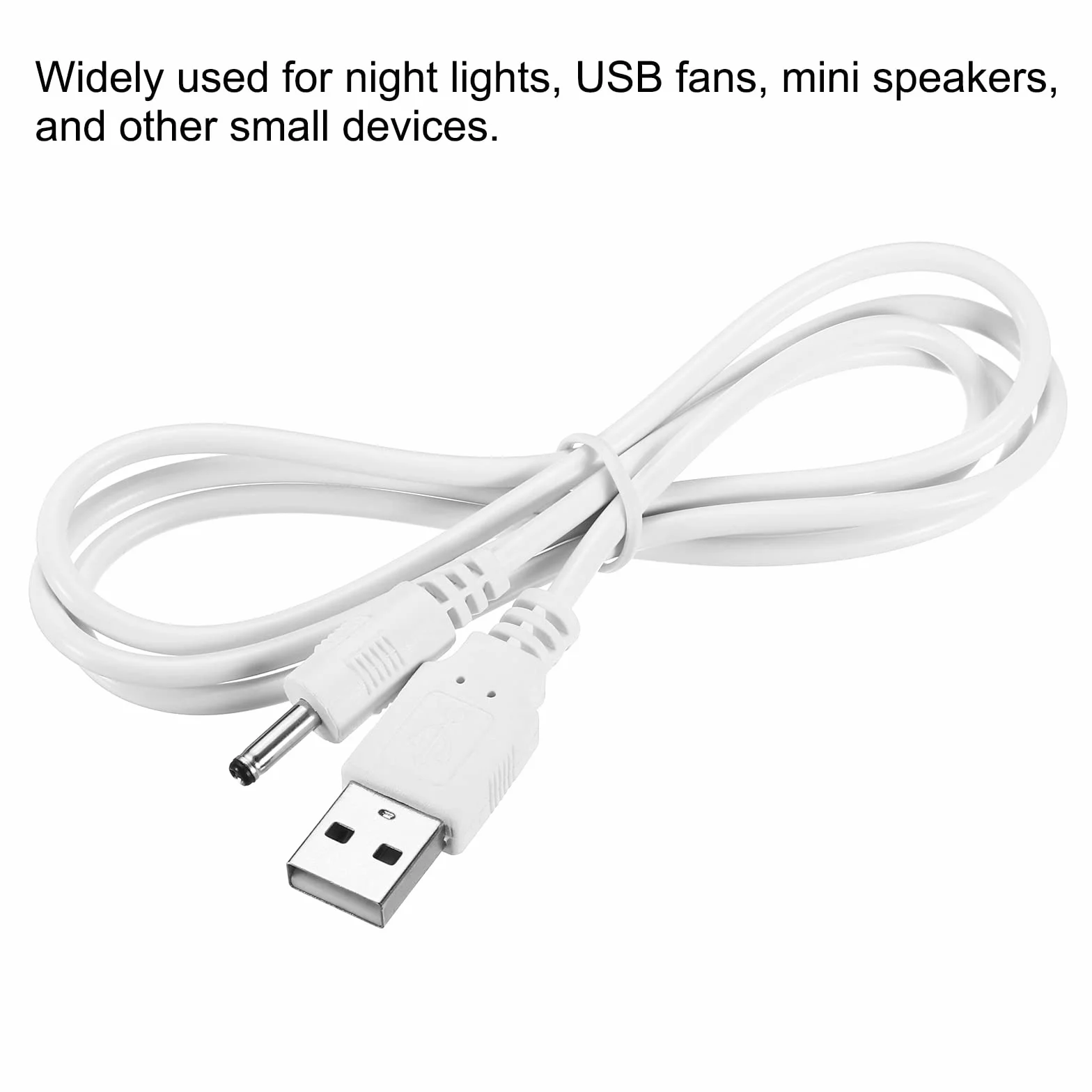 map sourcing USB męski do DC 3,5 x 1,35 mm męski kabel zasilający 100 cm kabel do ładowania lampka nocna mini wentylatory, biały opakowanie 1 szt