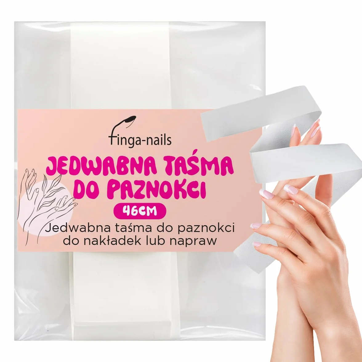 Finga-Nails Taśma i Owijka do Paznokci 46 cm - Przezroczysta Naprawa Pękniętego Paznokcia – Tymczasowa Ochrona Manicure – Naprawa Paznokci – Instrukcje w Zestawie