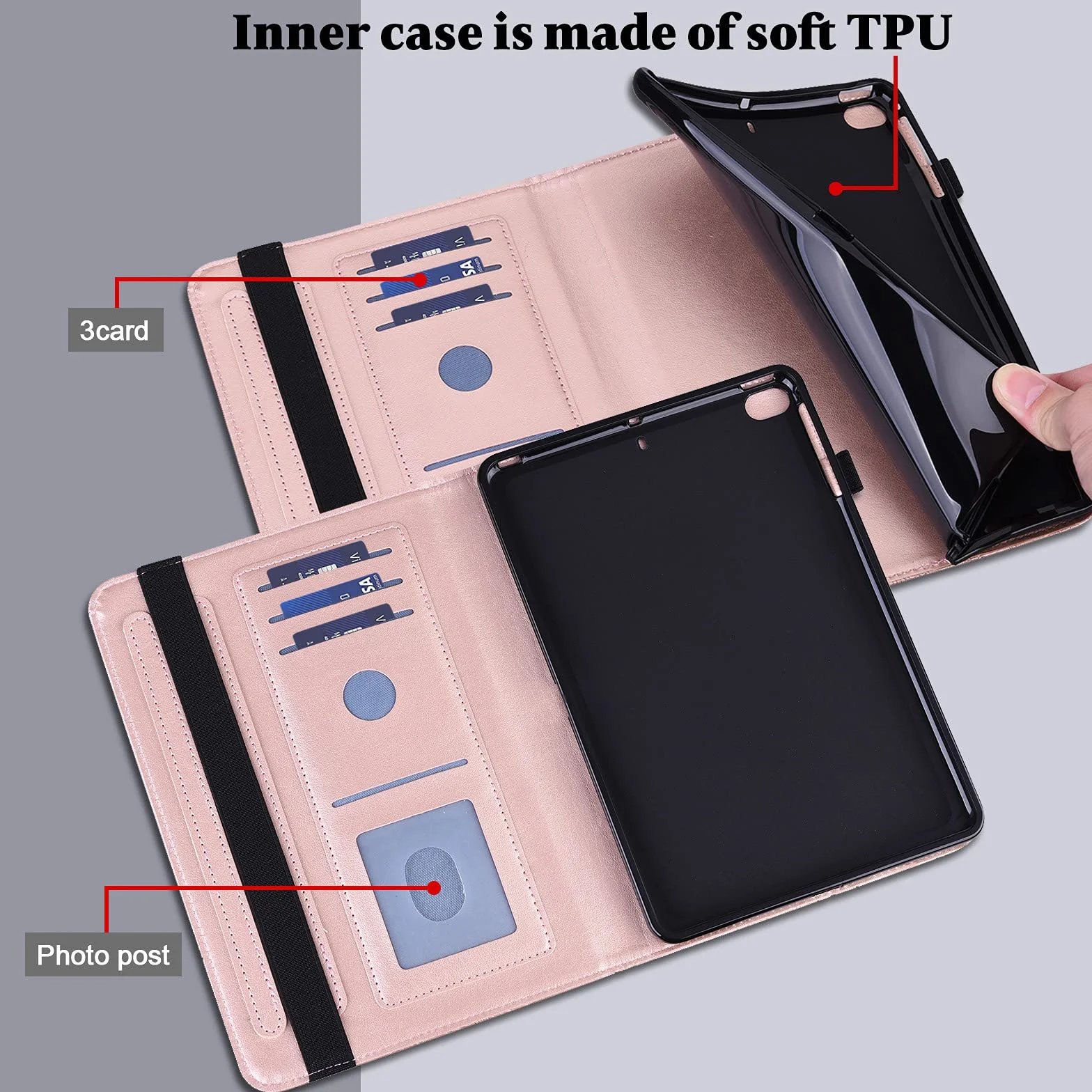 Etui do tabletu Samsung Galaxy Tab a 10.1 2019 (SM-T510/SM-T515) z folią ochronną i rysikiem - ultra cienki uchwyt na długopis funkcja stojaka Flip Cover skóra etui (różowe złoto)