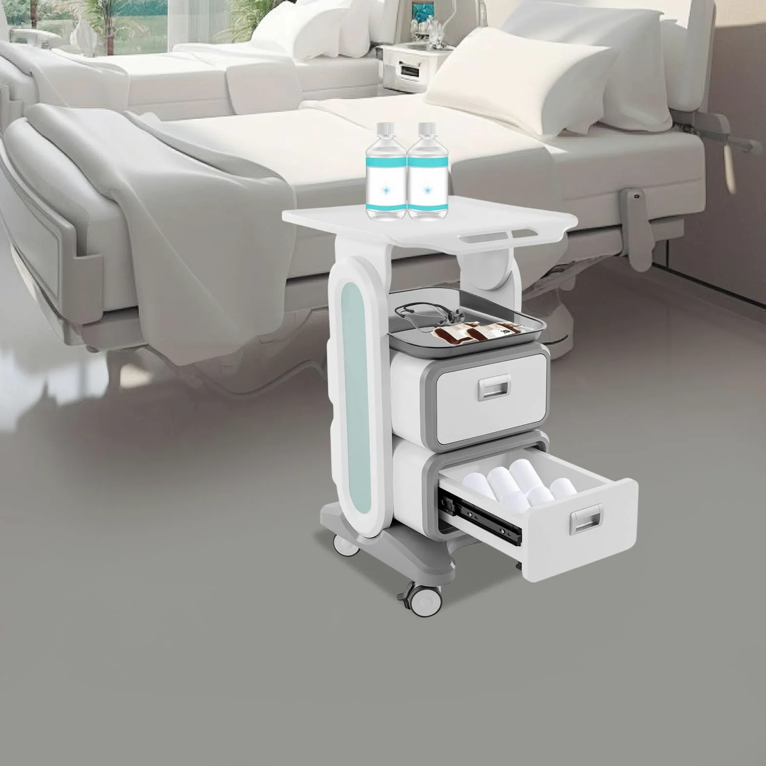 Wózek medyczny do przechowywania, wózek użytkowy, wyposażenie dentystyczne, skaner wewnątrzustny, profesjonalne narzędzie z kółkami, do biura dentystycznego, szuflady do przechowywania medycznego
