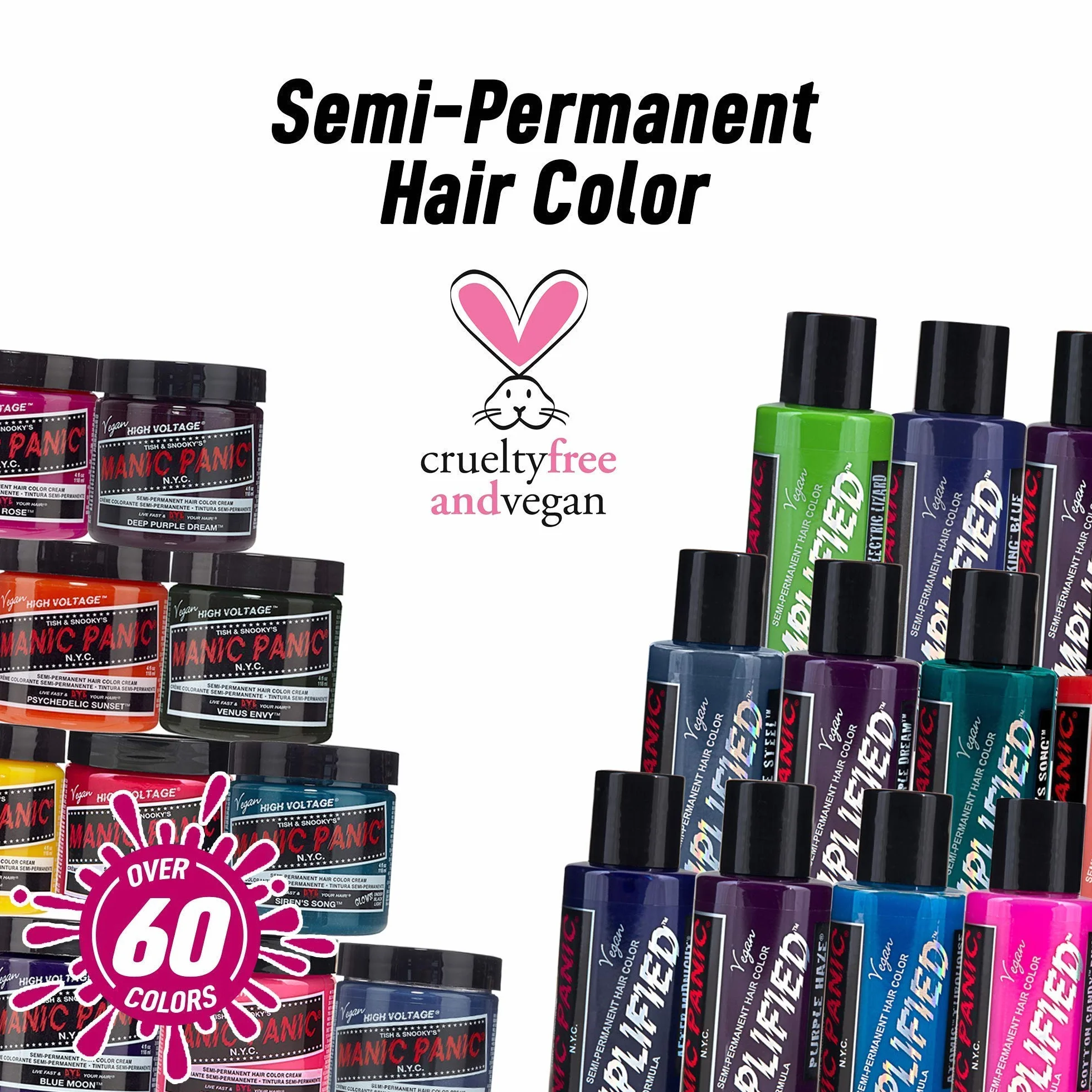 Manic Panic Atomic Turquoise Classic Cream, wegańska i nietestowana na zwierzętach półtrwała farba do włosów, 2 x 118 ml