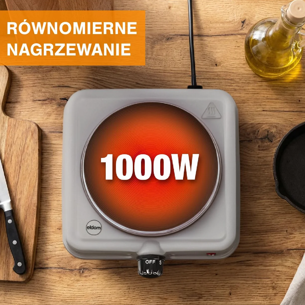 Eldom Kuchenka Elektryczna Jednopalnikowa 1000W Płyta 15,5 cm