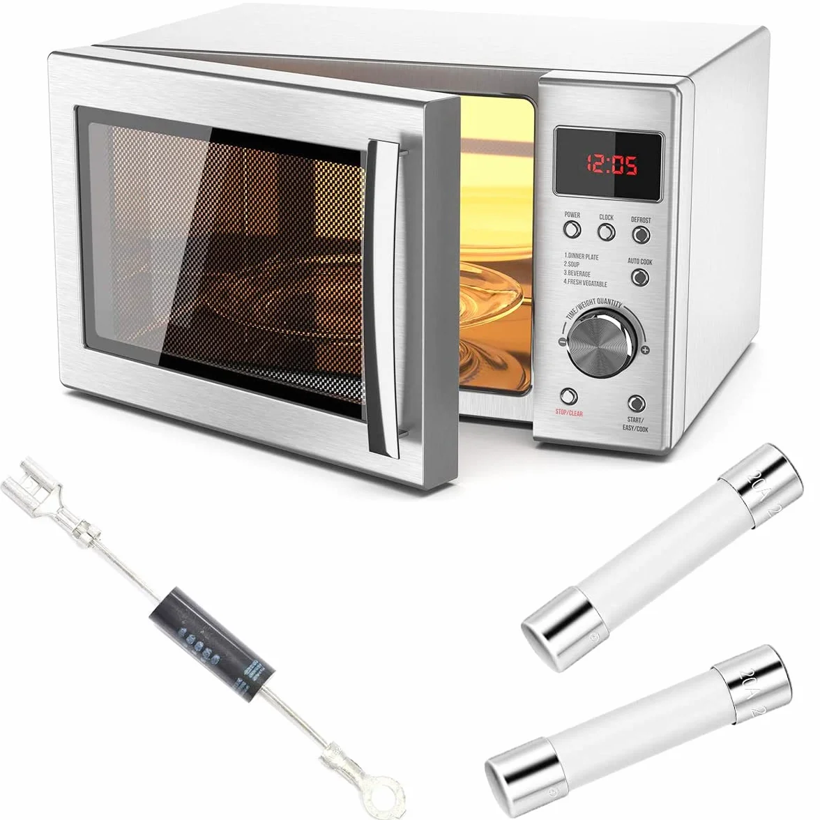 Prostownik diod wysokiego napięcia CL01-12 do kuchenki mikrofalowej, bezpiecznik ceramiczny 20A 250V 6x30 mm