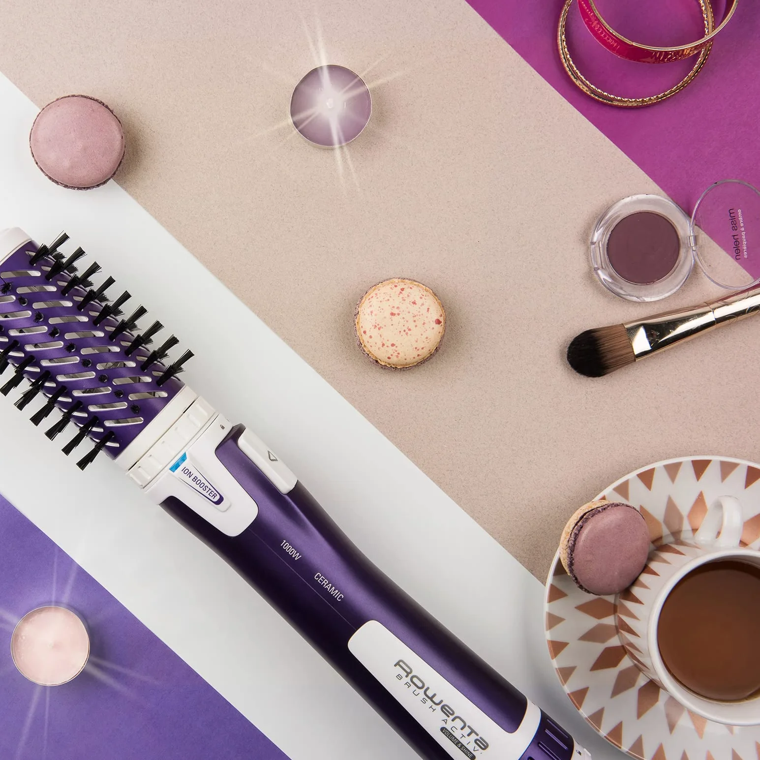 Rowenta Brush Active Lokówko-Suszarka, Biały/Purpurowy, 1000W
