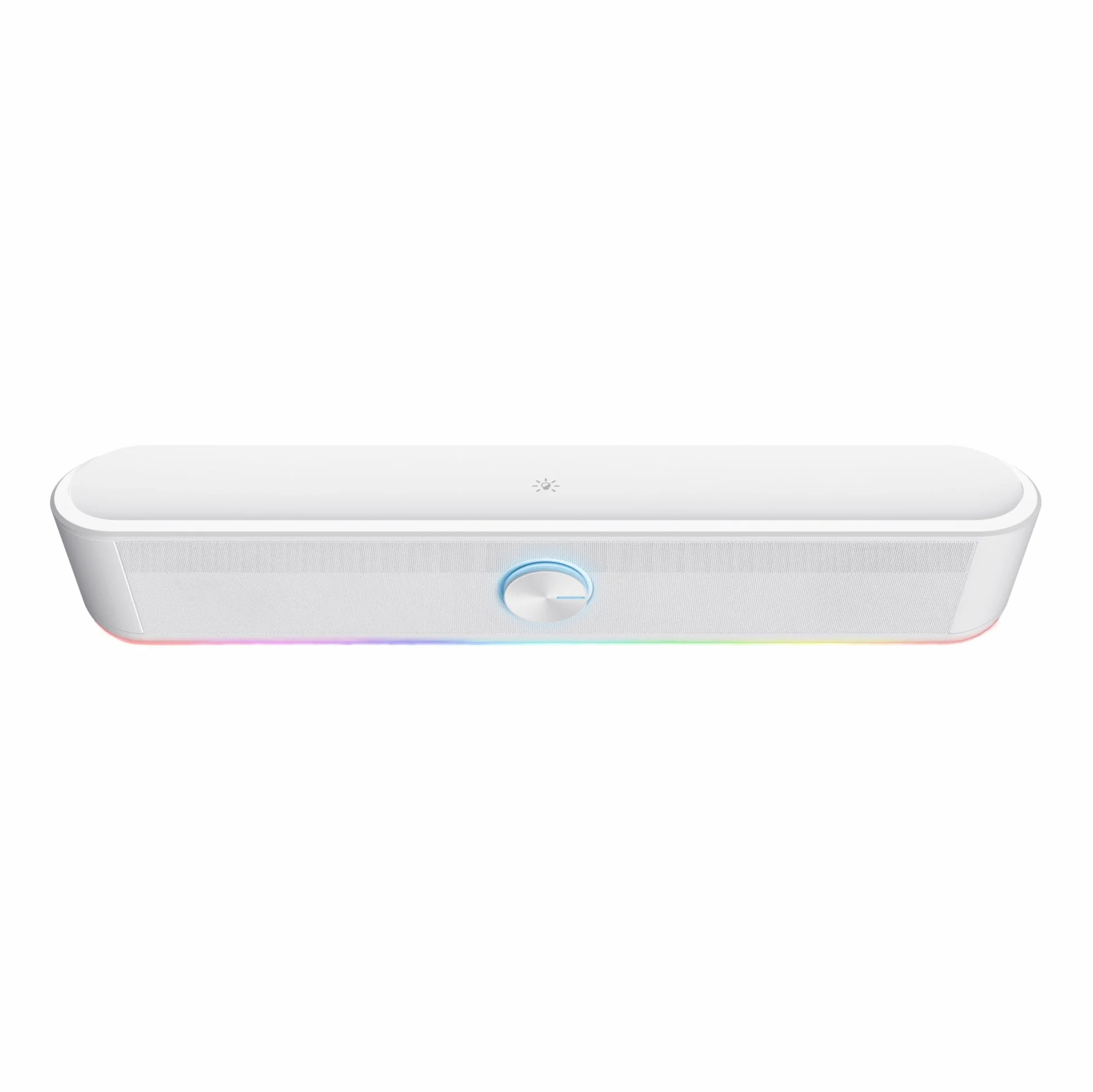 Trust Gaming GXT 619 W Thorne Soundbar z oświetleniem RGB 12 W, stereo głośniki komputerowe, jack 3,5 mm AUX, kompaktowy głośnik USB 2.0 do komputera stacjonarnego, laptopa – biały