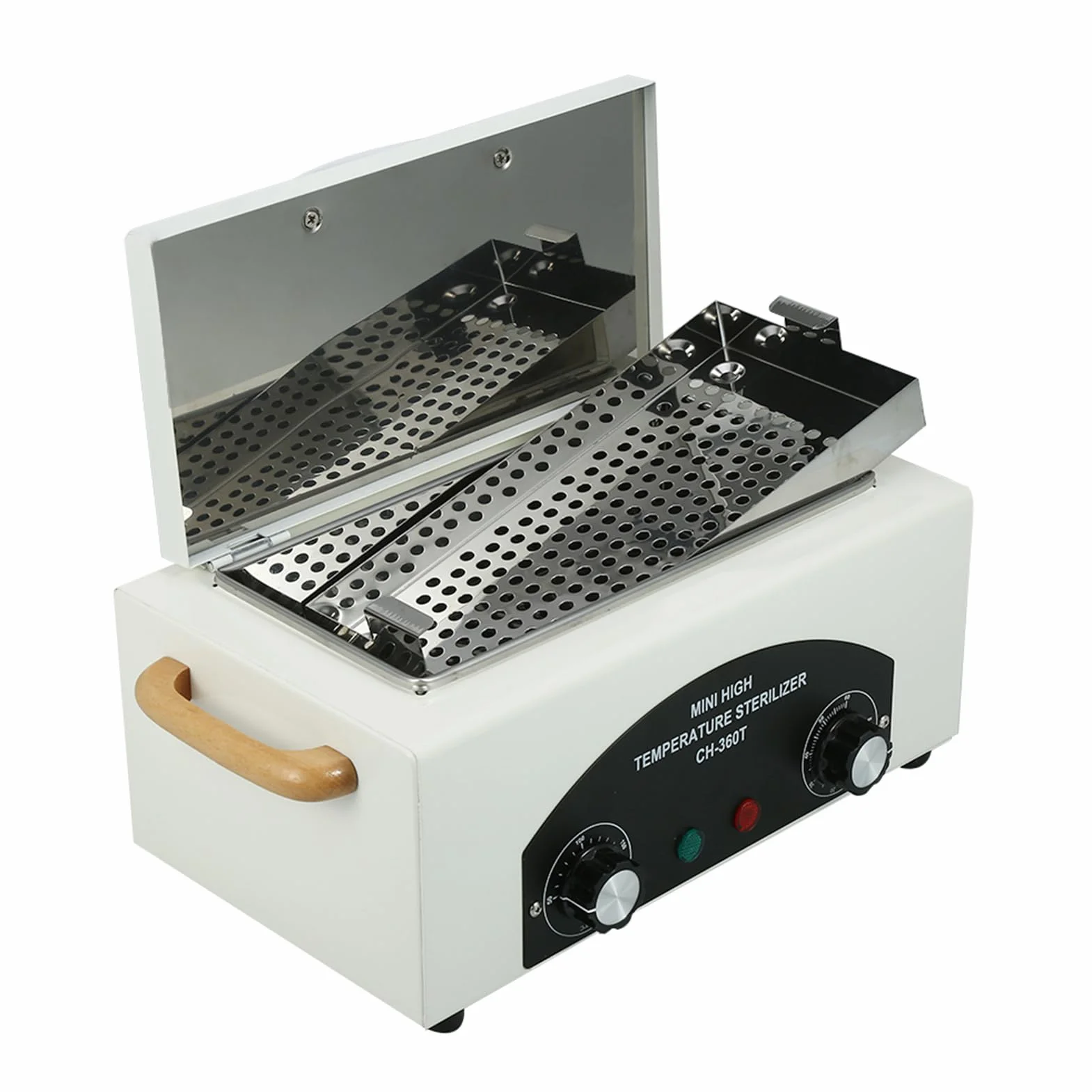 Sterylizator do paznokci, sterylizator do paznokci w temperaturze 200°C, sterylizator w wysokiej temperaturze, 300 W, małe sterylizatory z timerem i regulatorem temperatury, wskaźnik świetlny do