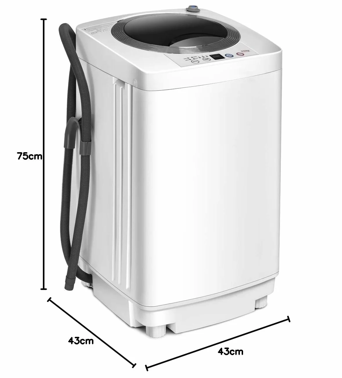 FANTASK Pralka w pełni automatyczna, 3,5 kg, mini pralka z wirowaniem, 6 programów, 240 W, ładowana od góry, z pompką, do mieszkania, kampera i na kemping