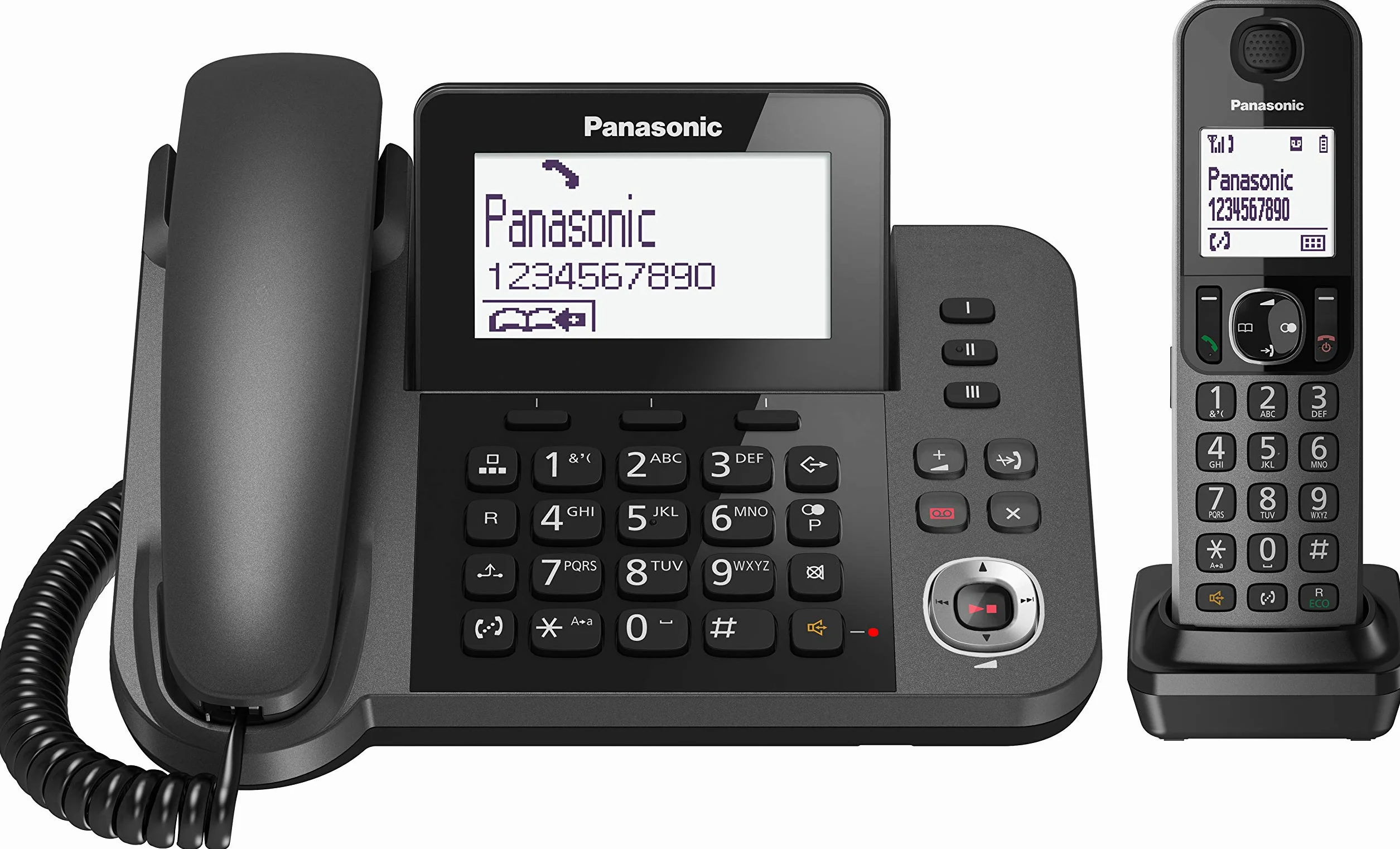 Panasonic Telefon KX-TGF320EXM - telefony (DECT, biurko, czarny, LCD, AAA, polifoniczny)