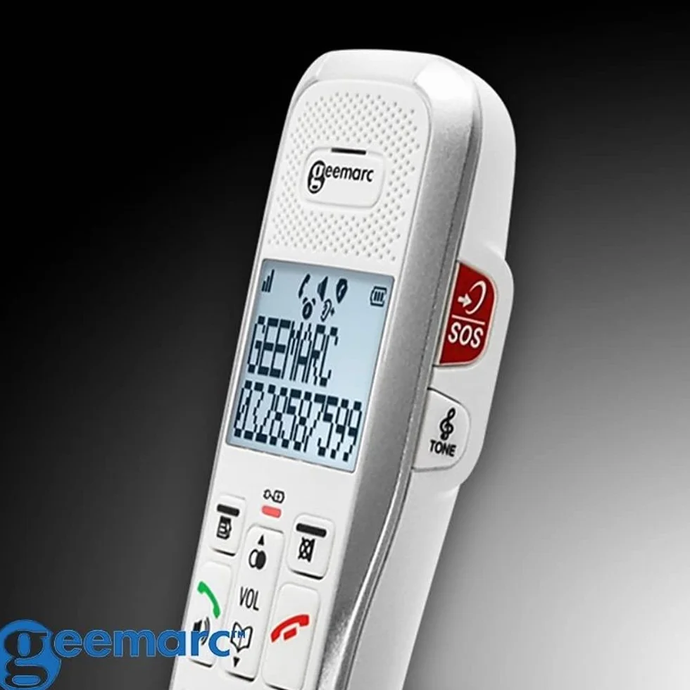 Geemarc AmpliDECT 595 Bezprzewodowy telefon stacjonarny dla seniorów z prostą i praktyczną sekretarką, duże klawisze SOS Zdjęcia z pamięcią niedowidzącą, wzmocniony dźwięk +50 DB kompatybilny z