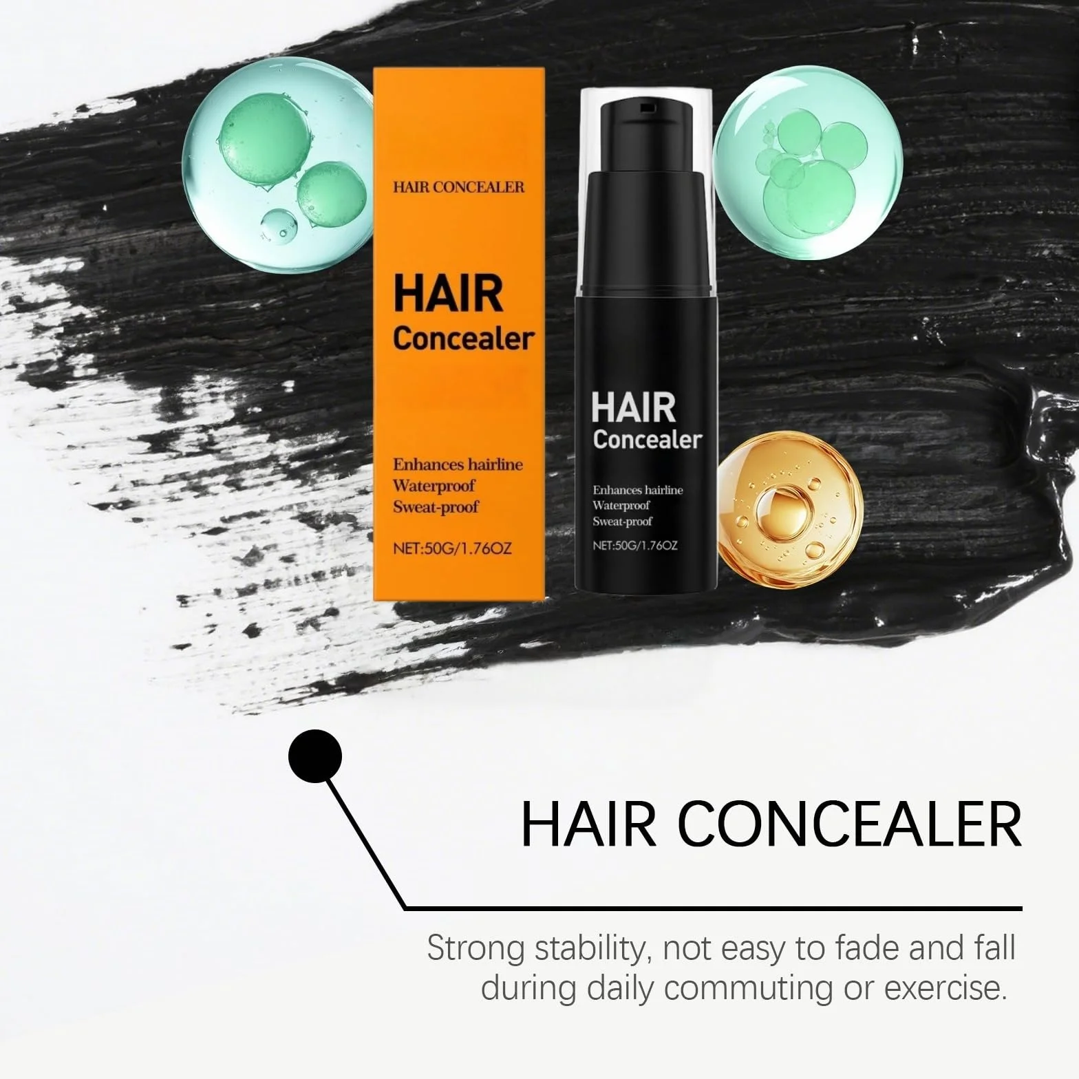 Hair Concealer, Root Touch Up Color do szarych koców i przerzedzających się włosów, wodoodporny i odporny na pot krem kryjący dla mężczyzn i kobiet (1)
