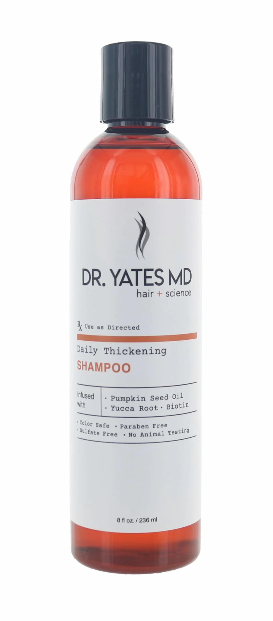 Dr. Yates MD pogrubiony szampon zagęszczający włosy i wsparcie dla zapobiegania wypadaniu włosów dla mężczyzn i kobiet, 220 g