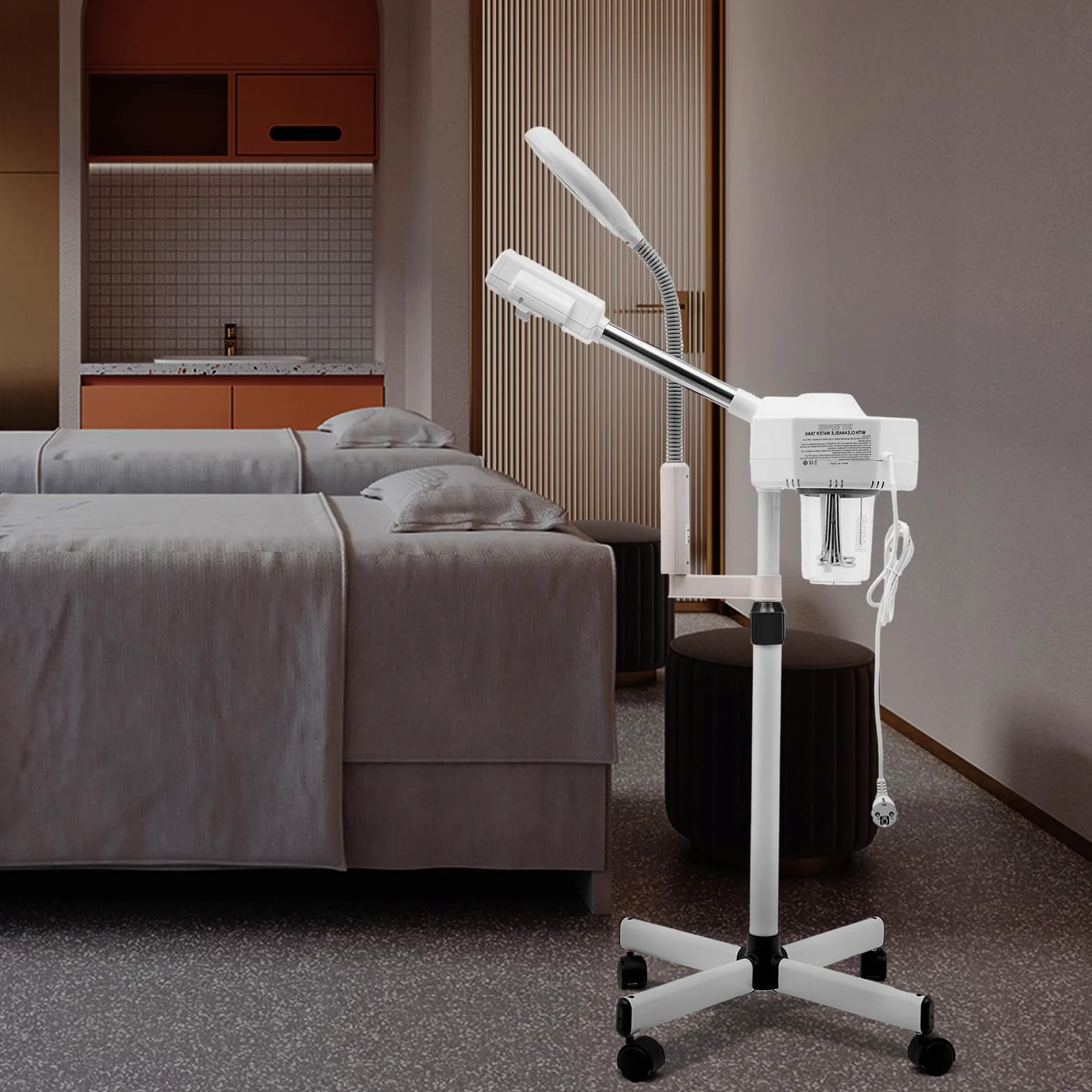 Parownik 2 w 1, lampa z lupą, gorąca lampa z lupą, streamer ozonowy z lampą UV Lanmp i zbiornikiem na wodę, do spa, salonu, piękna, wielofunkcyjna twarz