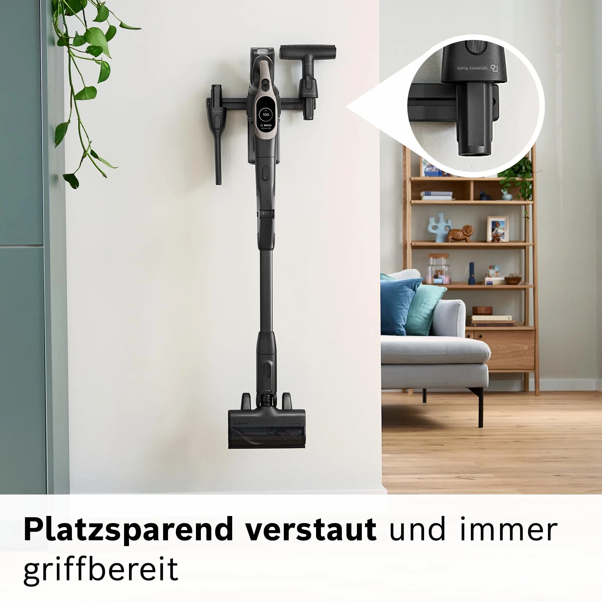 Bosch BHZUNGXXL dysza do tapicerki XXL, nadaje się do odkurzacza akumulatorowego Unlimited 10, obrót o 360°, duża średnica szczotki, idealna do mebli tapicerowanych i do czyszczenia wnętrza pojazdu,