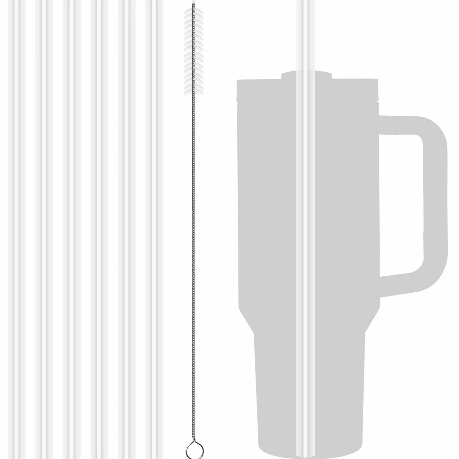 Stanley Adventure Travel Tumbler słomki plastikowe kompatybilne 20/30/40 oz przezroczyste ze szczotką do czyszczenia