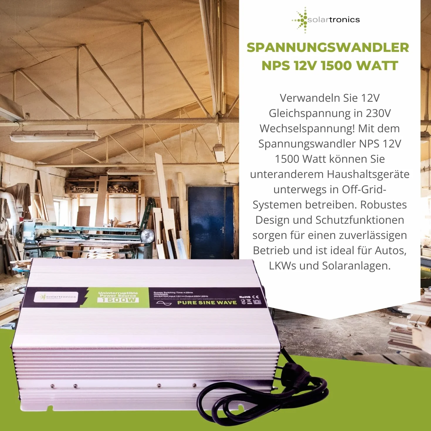 Transformator napięcia Sinus Ups 12V 1500/3000 Watów Falownik