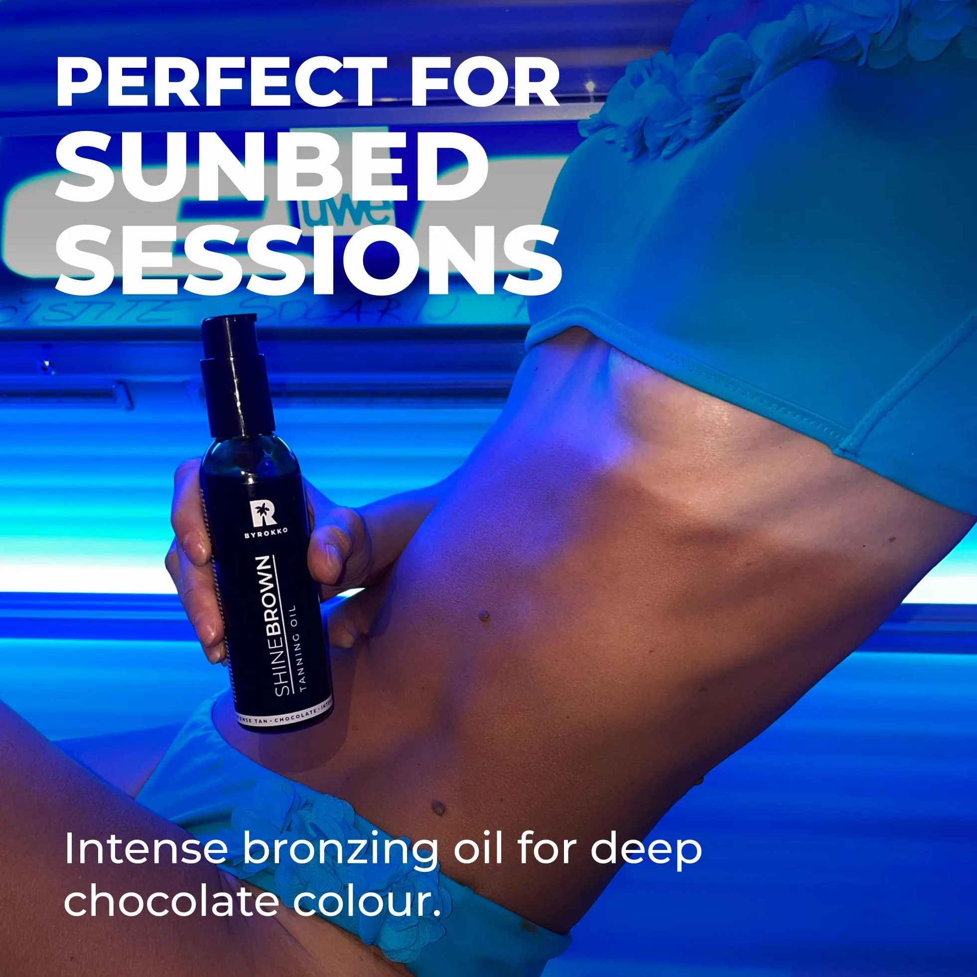 BYROKKO Shine Brown Chocolate olejek do opalania (145 ml), olej do solarium do szybkiej opalenizny czekoladowej, olej do opalania do solarium i zastosowań na zewnątrz, uzyskaj naturalną opaleniznę