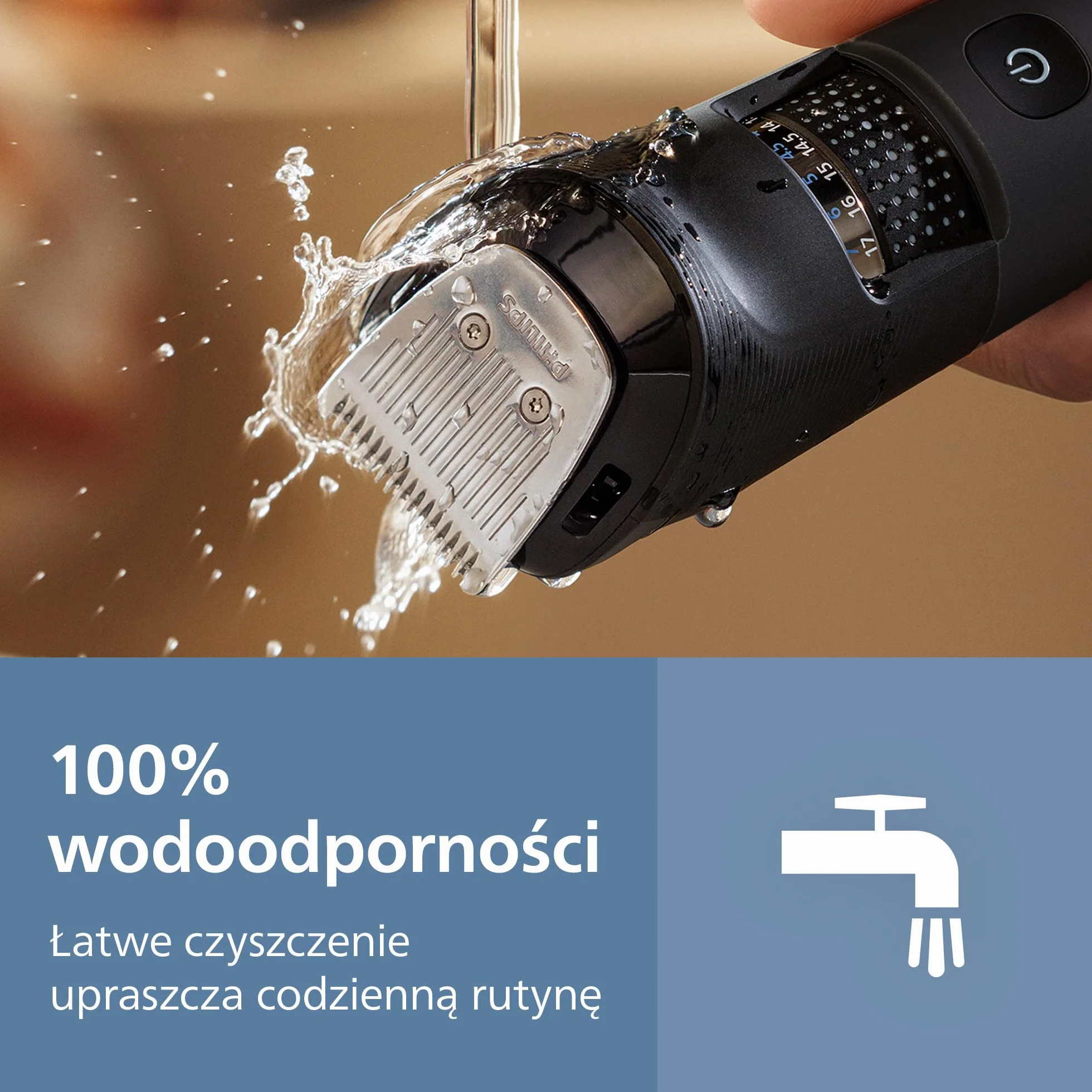Trymer do brody Philips z serii 7000 – samoostrzące się metalowe ostrza, 40 ustawień, technologia BeardSense, zbiornik na włosy, 100% wodoodporności, szeroki trymer, model BT7670/15