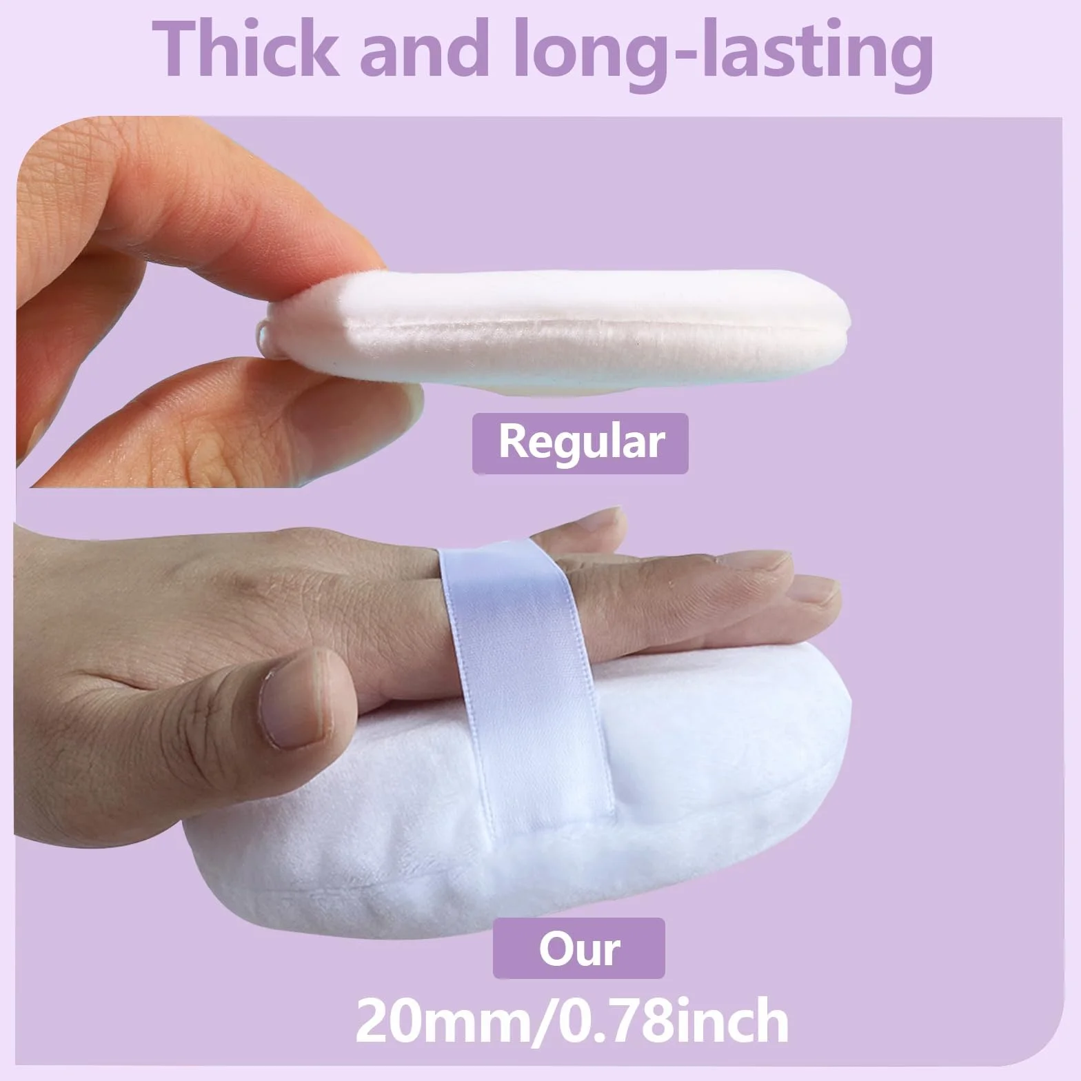 2 szt. duży puf, 10 cm Jumbo czysta bawełna z etui, okrągły puszysty welur ultramiękki puder do ciała do luźnego pudru do ciała, podkład kosmetyczny, gąbka, bezgrzybowy, pufa