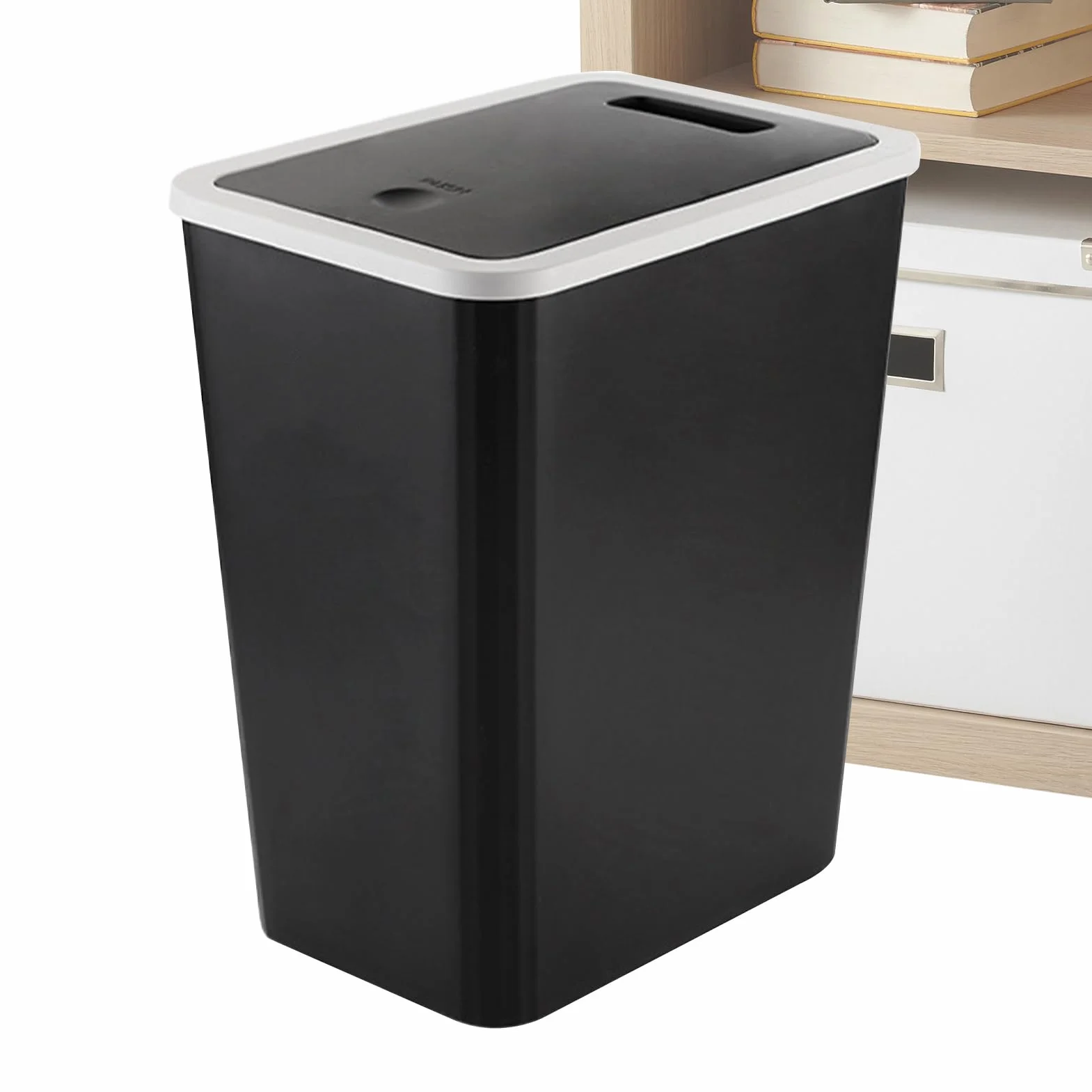 Kosz na śmieci z pokrywą 13 l pojemnik do recyklingu z prasą górną