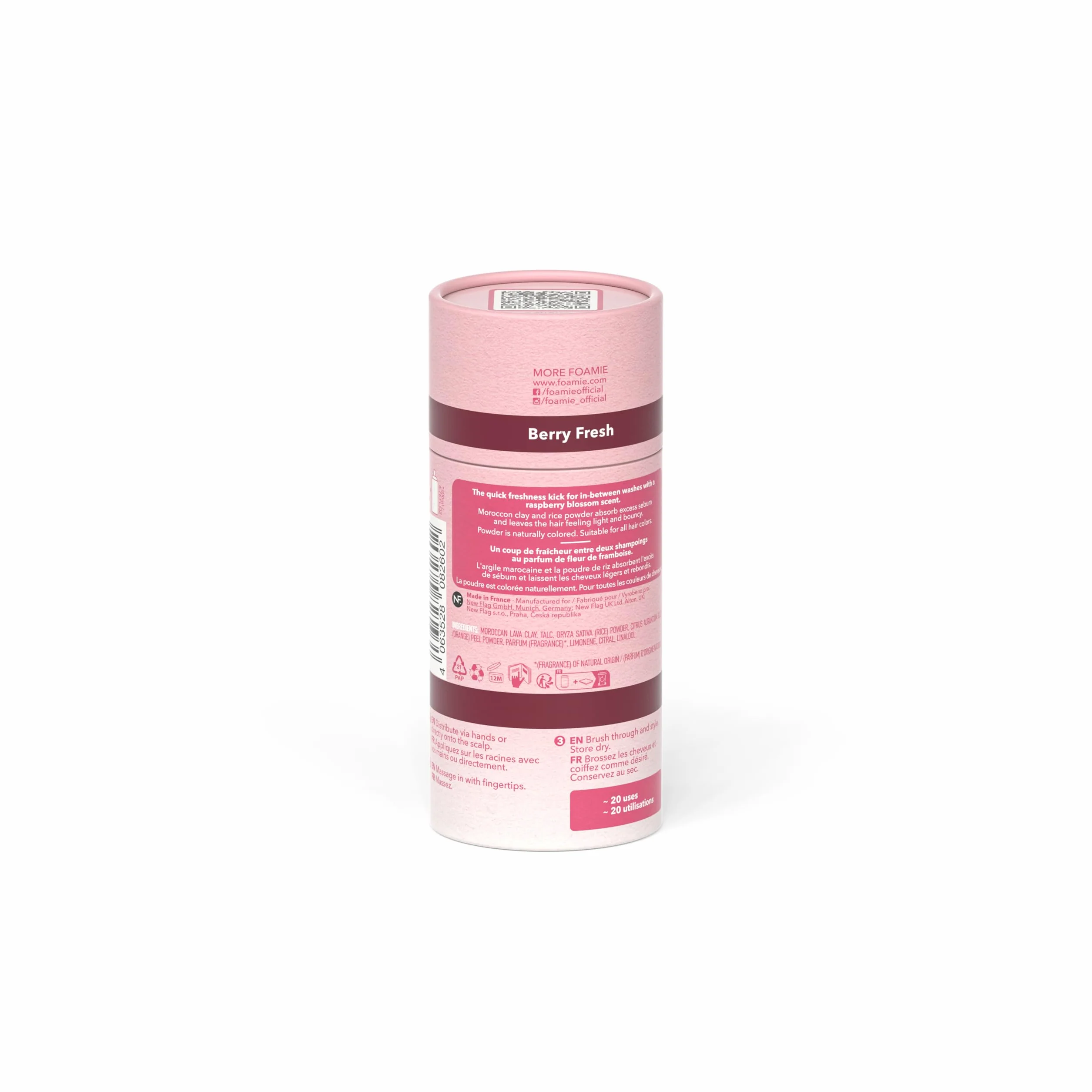 Foamie Berry Fresh suchy szampon w proszku, włosy tłuste i wszelkiego rodzaju, natychmiastowa świeżość i objętość, wegański, 0% plastik, bez pozostałości, dla kobiet, 40 g
