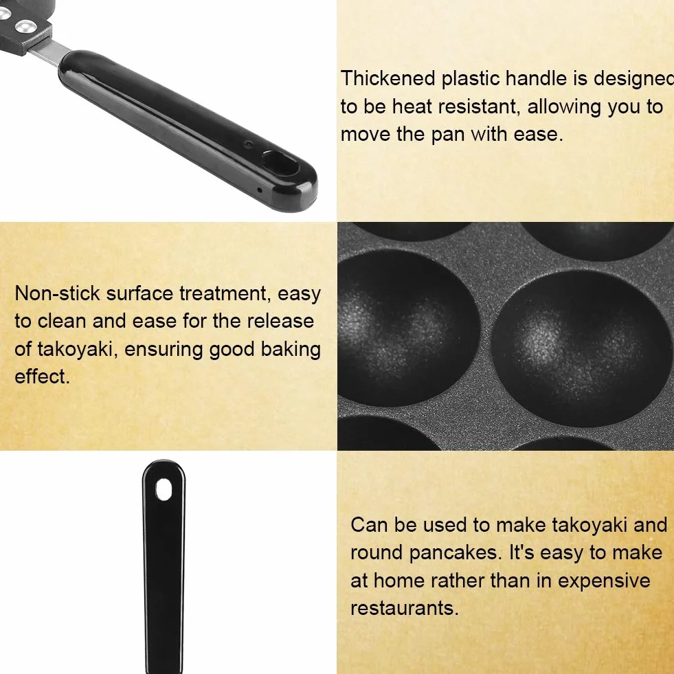 Asixx Aluminiowa Patelnia do Takoyaki Nieprzywierająca 12 Otworów