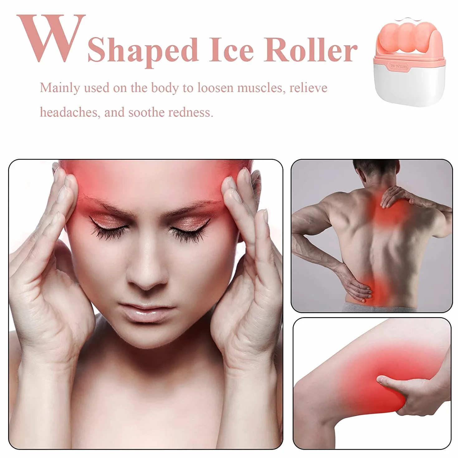 Ice Roller for Face and Eyes – narzędzie do pielęgnacji skóry twarzy z wałkiem 2 w 1 i etui do przenoszenia w celu zmniejszenia obrzęku i łagodzenia migrainy, pain. Prezent dla dziewcząt (różowy)
