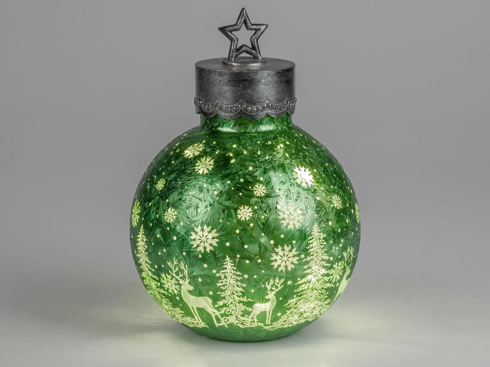 formano Dekoracyjna kula LED Frosty Green 35 cm szklana kula lodowa timer 6h/18h podświetlana zasilana bateriami dekoracja bożonarodzeniowa
