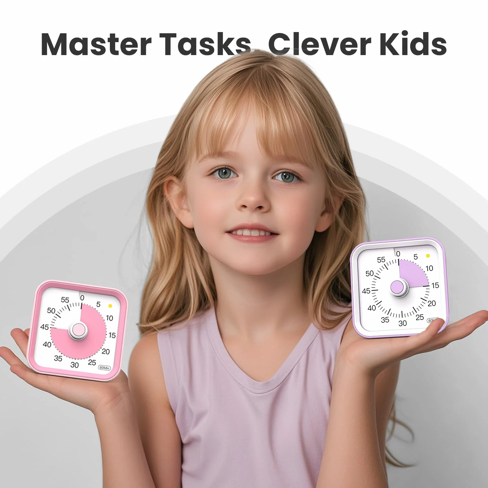Wizualny timer z funkcją pauzy dla dzieci i dorosłych, licznik wydajności do nauki, lekcji, gotowania w kuchni, spotkań biurowych, zarządzania czasem dla ADHD (różowy)