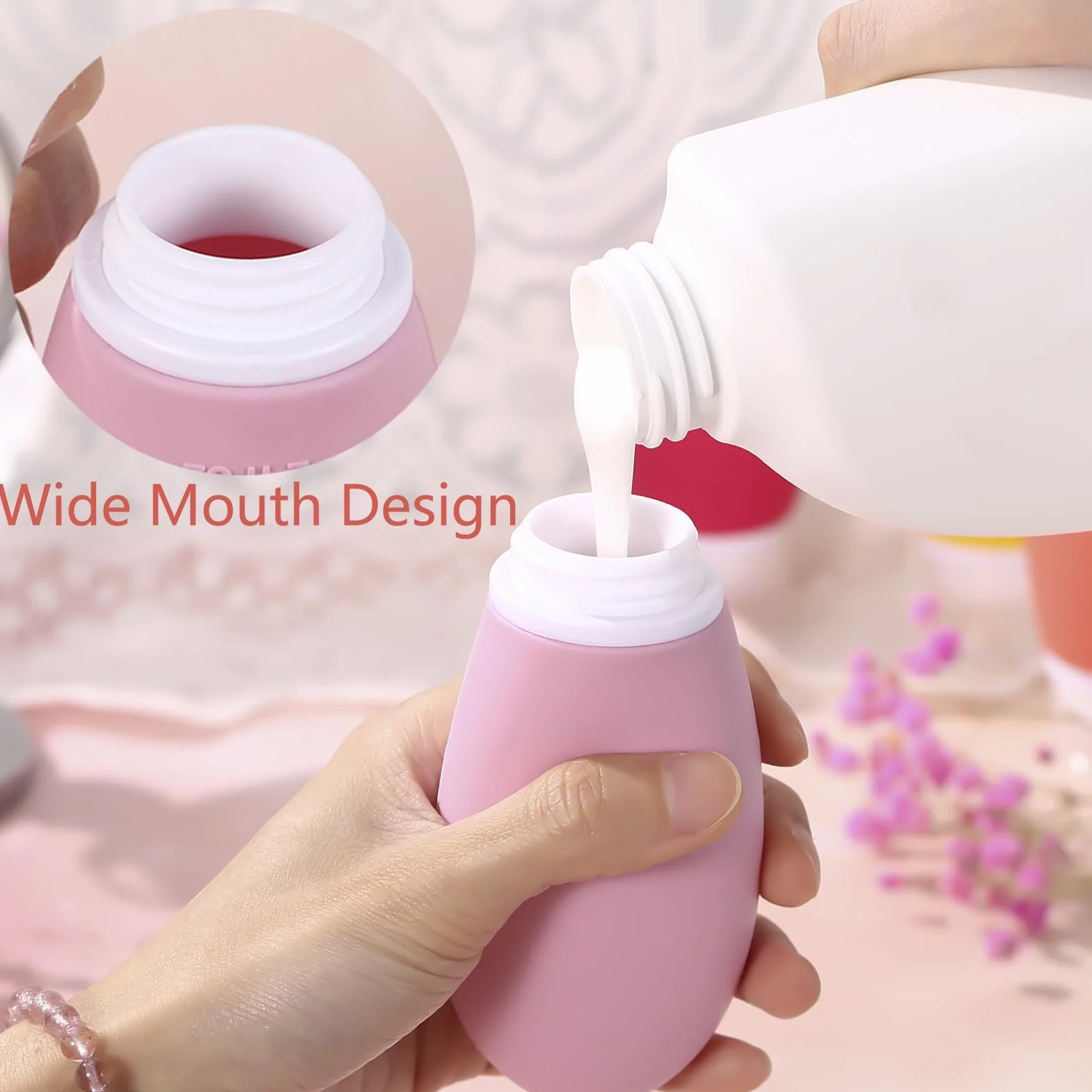 Silikonowy zestaw butelek podróżnych, 4 sztuki, 100 ml, szczelne pojemniki podróżne, przenośne pojemniki do wielokrotnego napełniania, akcesoria do butelek, pusty rozmiar podróżny do szamponu, odżywki
