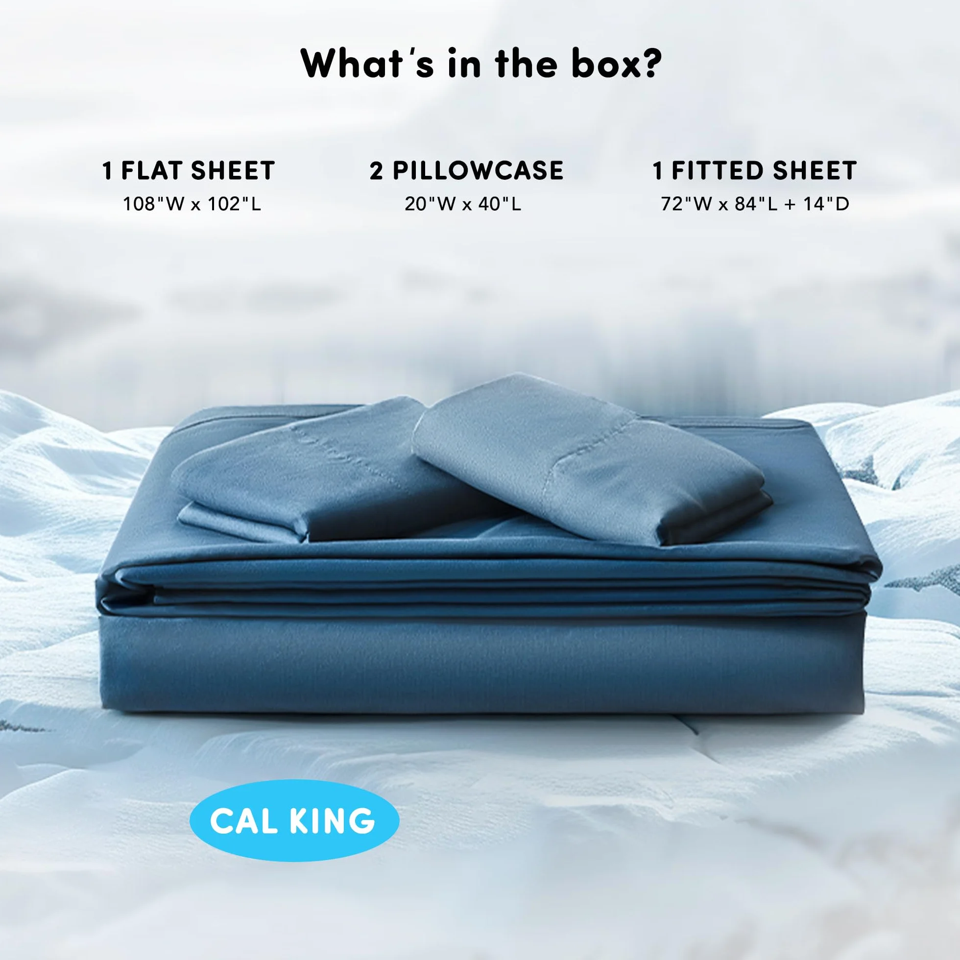 Comfort Spaces Coolmax Moisture Wicking Sheet Set Cal King 4 Piece Deep Pocket Fits Up to 16" Mattress