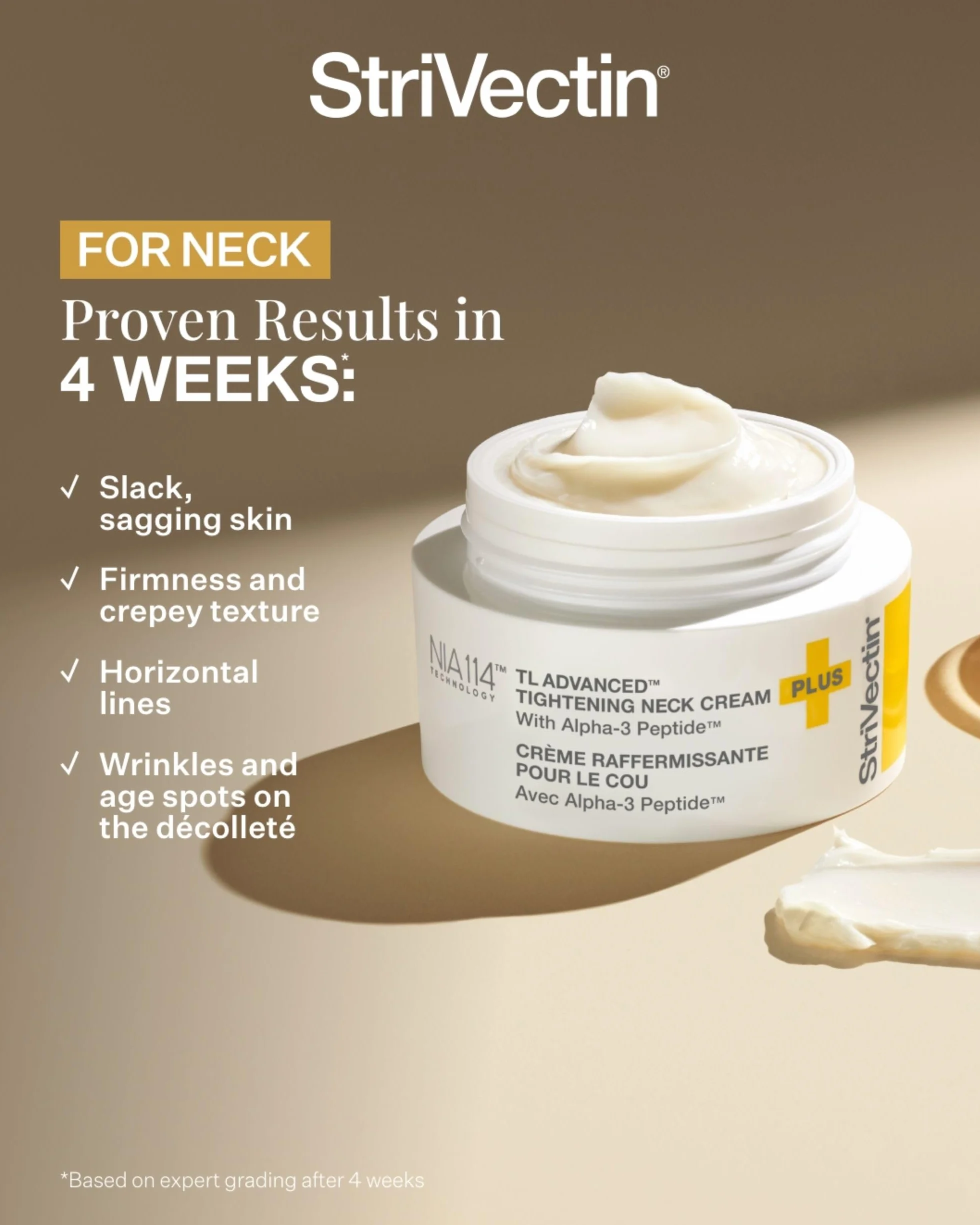StriVectin Ujędrniający i lift Creme Plus z peptydami alfa-3 do szyi i dekoltu, wygładza zmarszczki i drobne linie, zapewnia miękką, gładką skórę