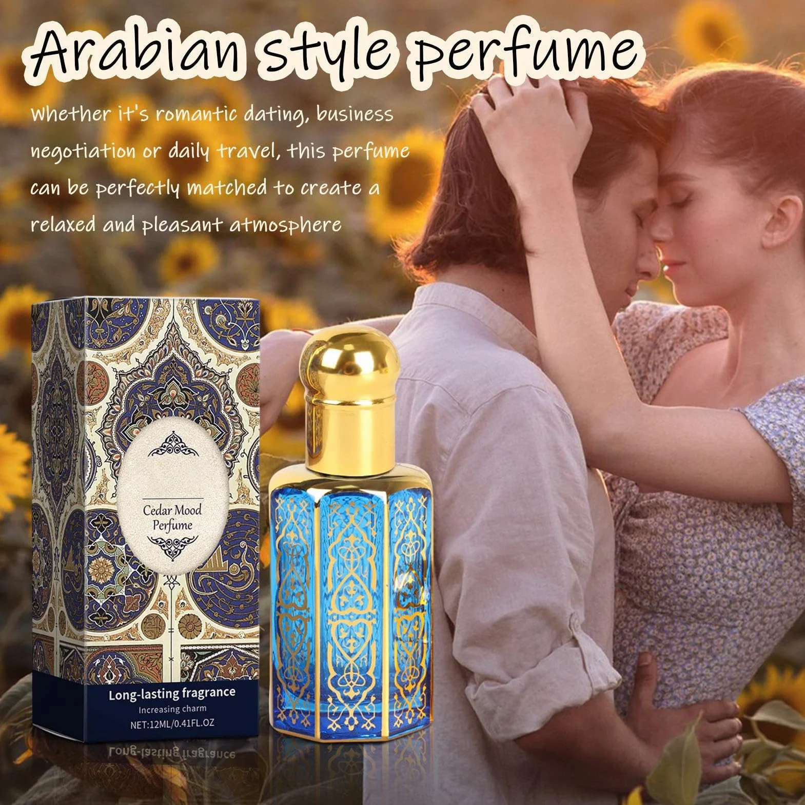 Arabskie perfumy damskie 12 ml, osobisty olejek zapachowy, długotrwały naturalny olejek zapachowy, koncentrat orientalnych esencji, egzotyczny i niepowtarzalny zapach, do codziennego użytku, randek i