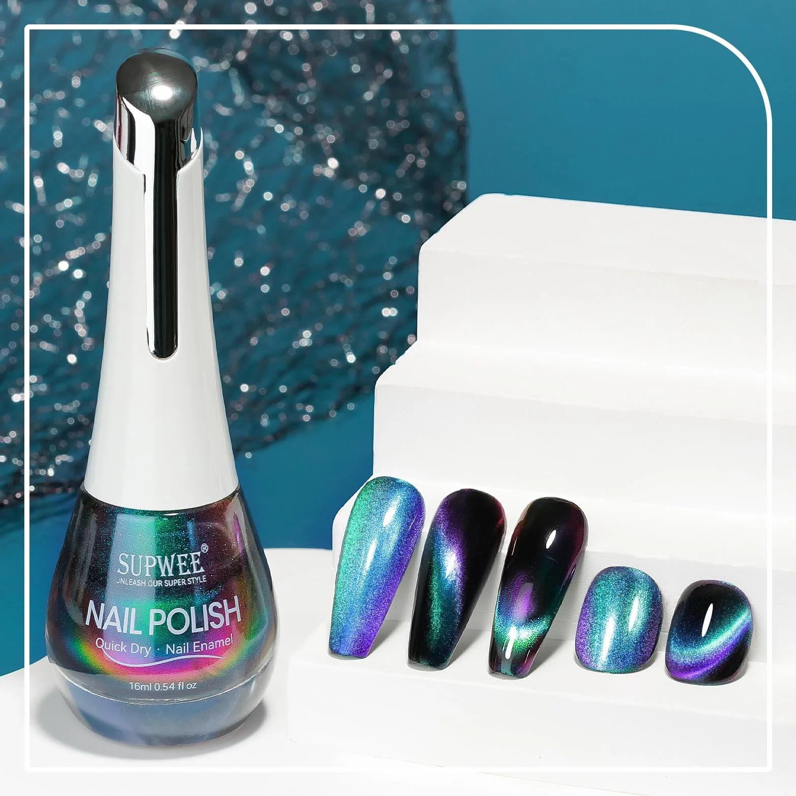 SUPWEE Cat Eye lakier do paznokci magnetyczny 16ML szybkoschnący bez lampy UV holograficzny