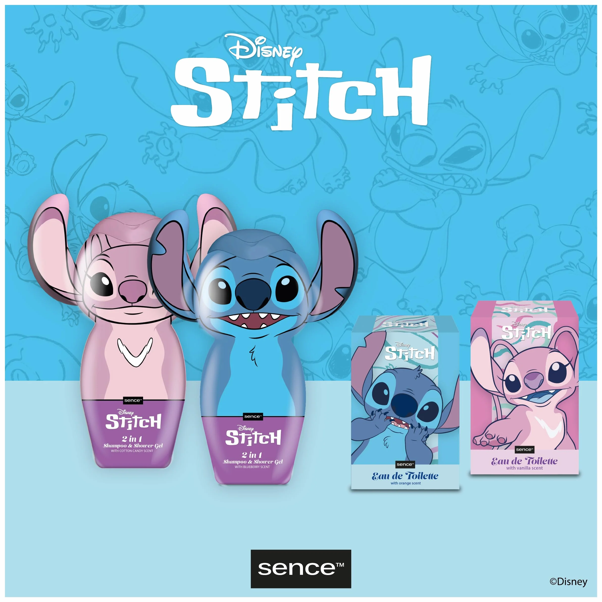 Disney Stitch & Angel Orange EDT, perfumy dla kobiet, dzieci, nastolatków i dziewcząt, Sence Vegan Beauty Eau de Toilette, perfumy dla dzieci (1 x 100 ml)