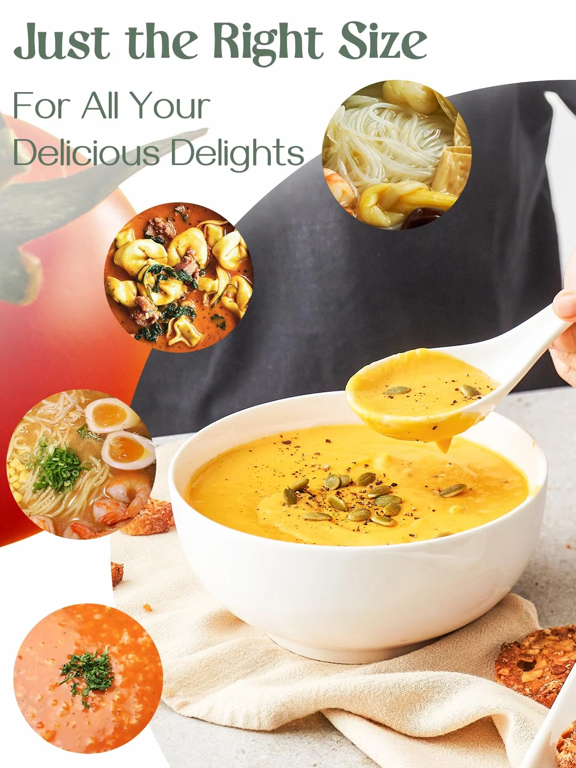 DOWAN Ceramiczne Łyżki do Zupy Azjatyckie Duże Zestaw 6 szt Ramen Pho Wonton