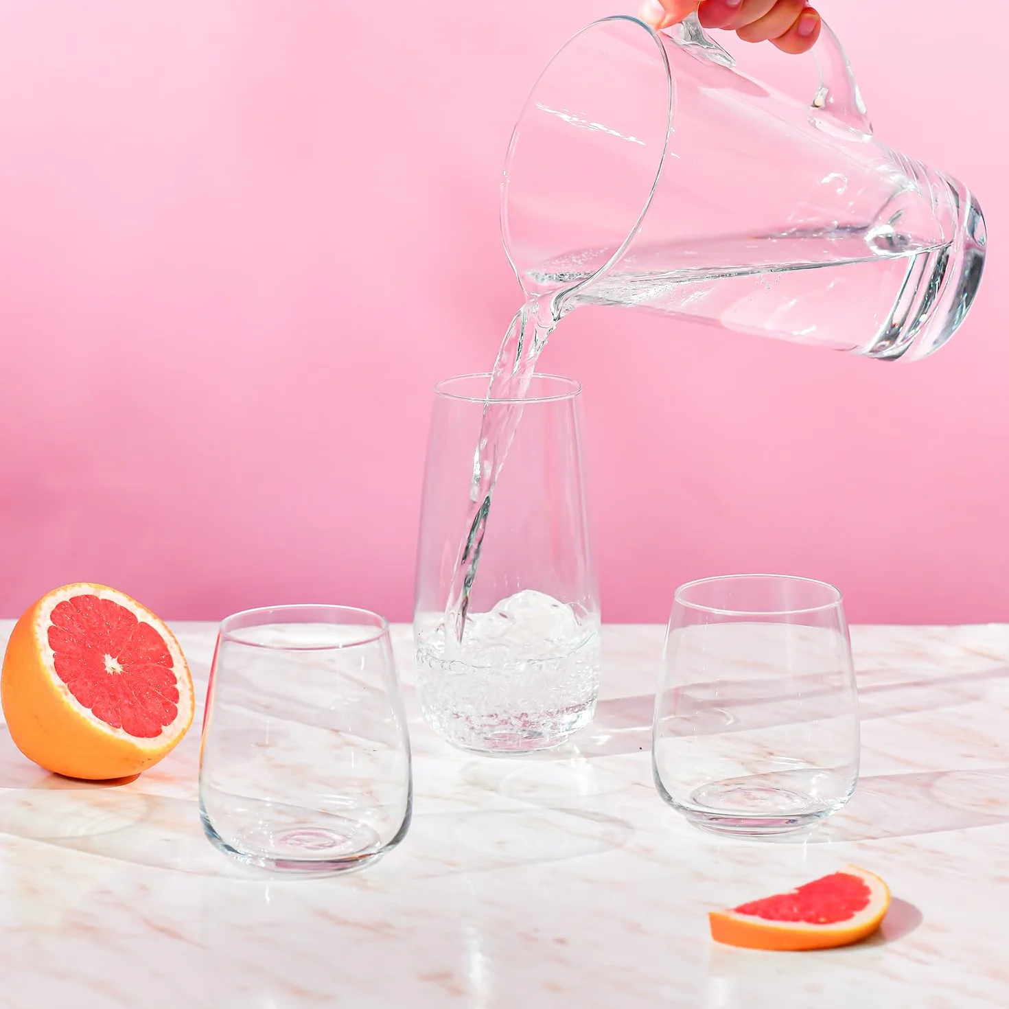 KROSNO Szklanki do Wody 470 ml Zestaw 6 szt Szkło Kryształowe Bezołowiowe Wysokie Zmywarka