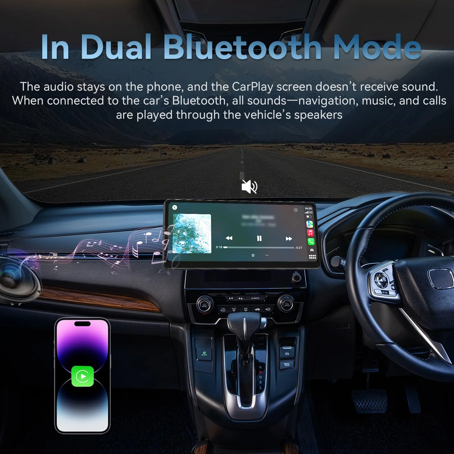 MINIX Przenośny, w pełni laminowany ekran, bezprzewodowe CarPlay do samochodu, 8,9 cala, ekran dotykowy 1920 x 720 HD 60 FPS, obsługa CarPlay i Android Auto, kompatybilny z przyciskami na kierownicy