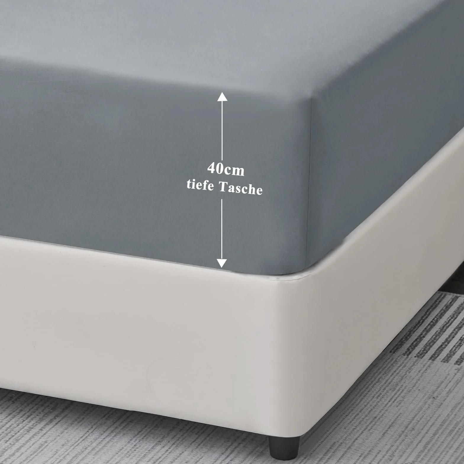 Aisbo Prześcieradło z gumką 90x200 cm na łóżko kontynentalne szare mikrofibra wysokość boku 40 cm
