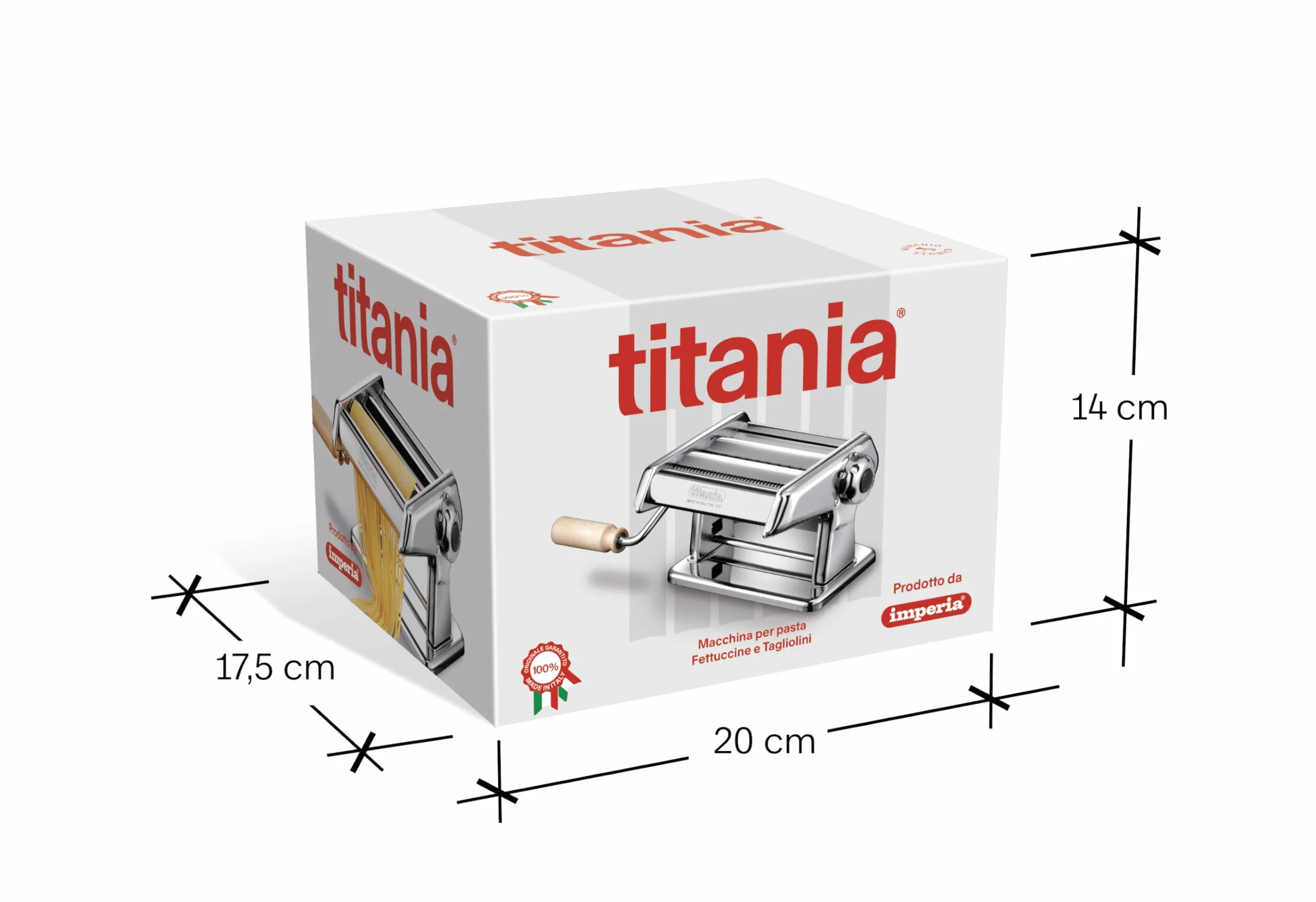Imperia Titania IPASTA Maszyna do makaronu w 100% Made in Italy. Maszyna do świeżej pasty stalowej. Ręczna maszyna do przesuwania z korby. Utwórz przeglądarkę dla Lasagne, Tagliolini, Fettuccine.