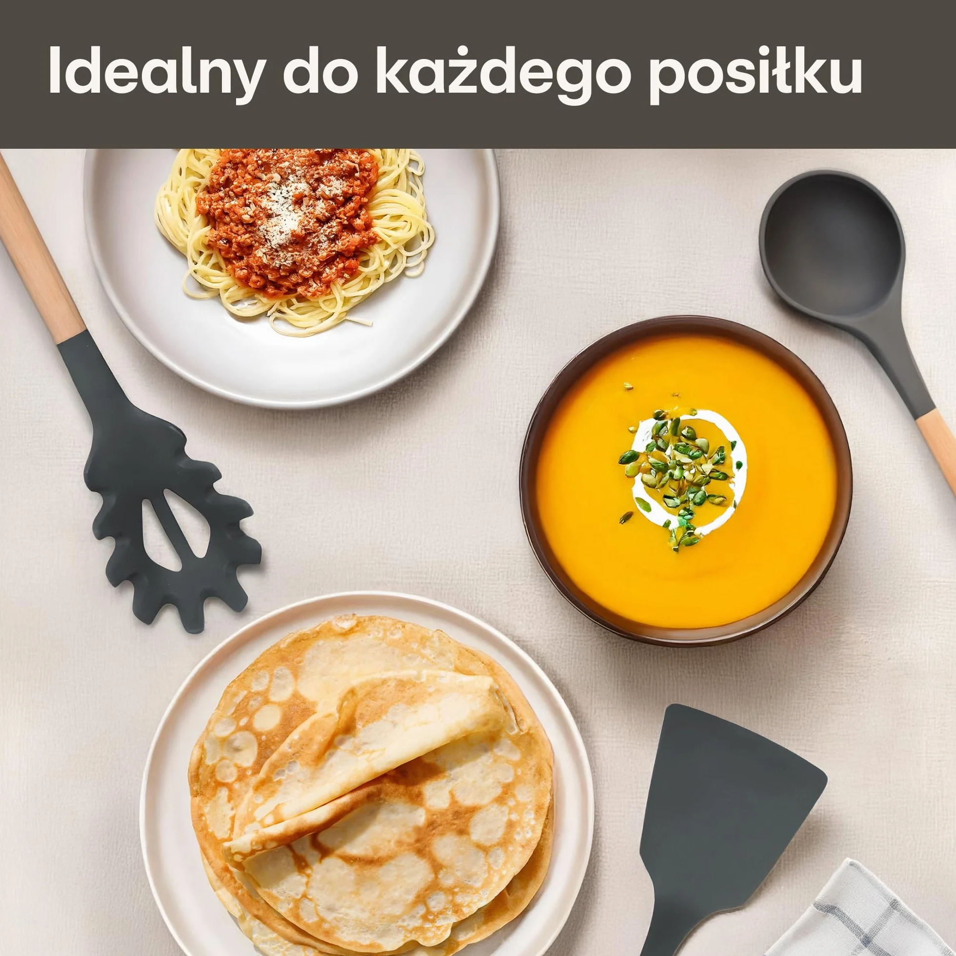 Zestaw Przyborów Kuchennych 8-Częściowy z Żaroodpornym Silikonem Certyfikat FDA
