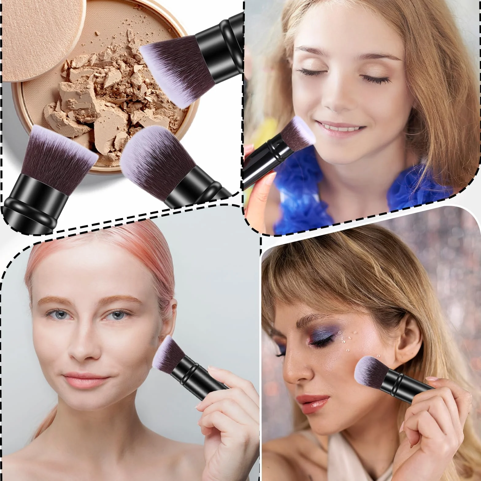Wysuwany pędzel do makijażu, podróżny pędzel do podkładu Kabuki, przenośny pędzel do podkładu, pędzle do różu twarzy, do mieszania, płynnego różu, bronzera, polerowania, ochrony