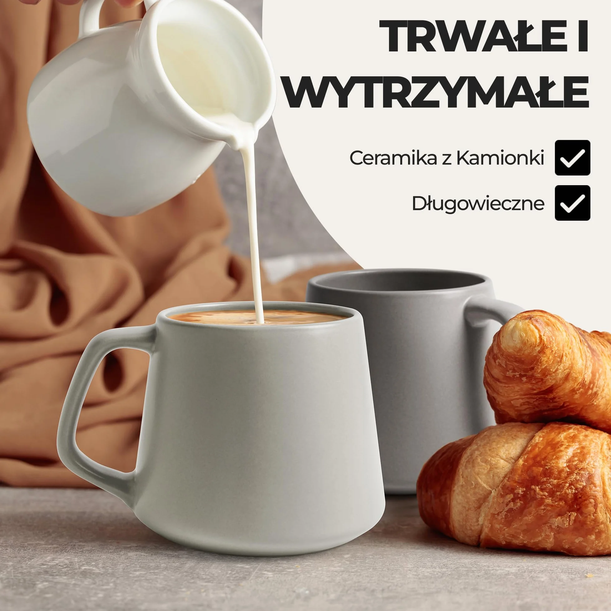 Zestaw Filiżanek do Kawy 4 szt. Ceramiczne 420 ml do Cappuccino Herbaty Espresso Odporny na Mikrofalówki