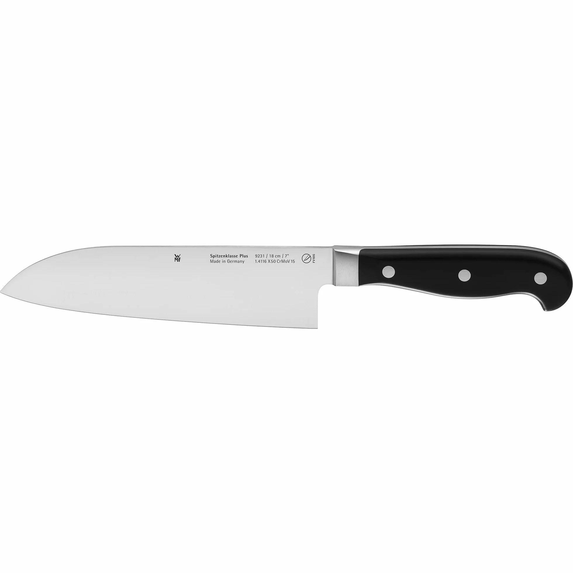 WMF Spitzenklasse Plus nóż Santoku 32 cm, kuty, Performance Cut, stal ostrza 18 cm