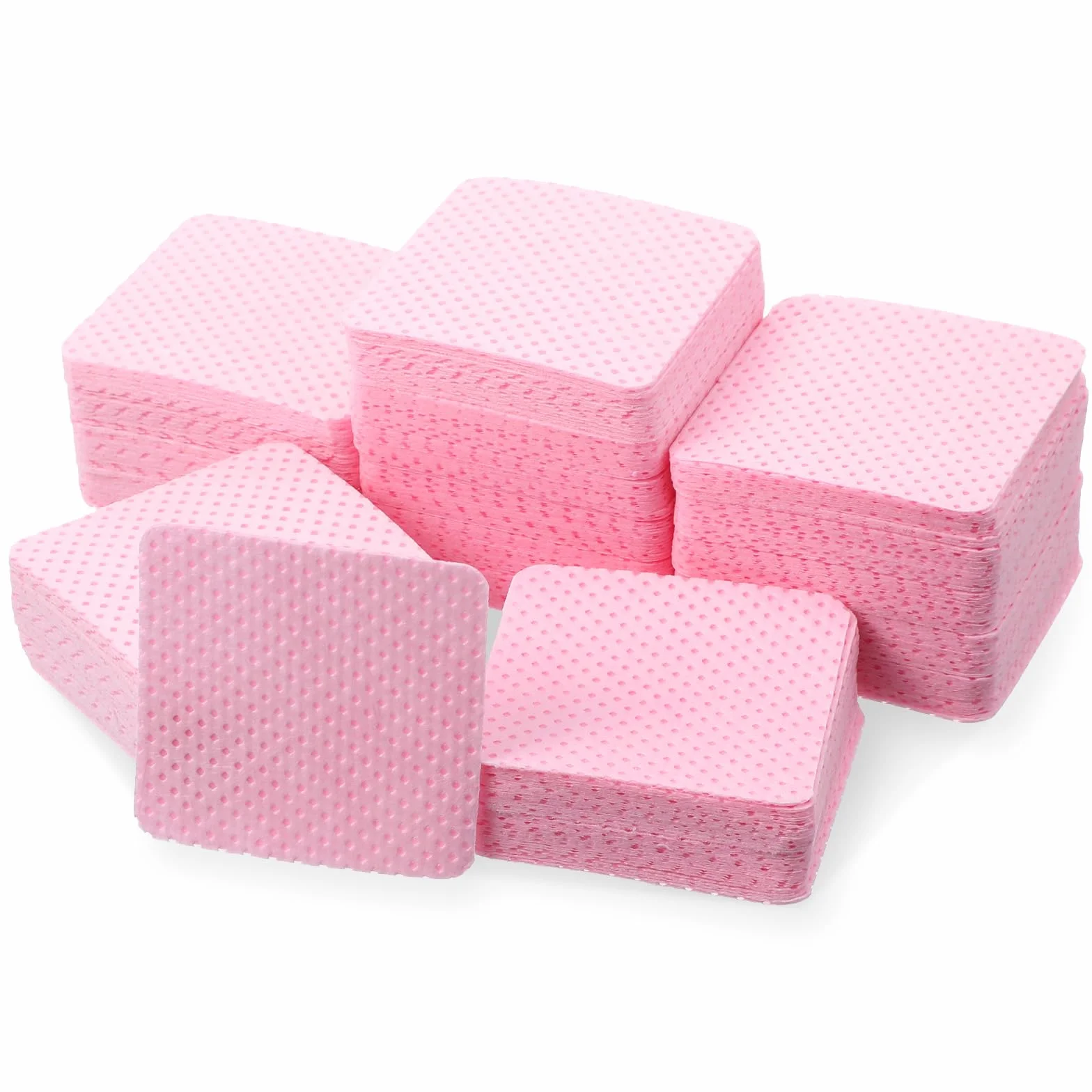 1000 sztuk wacików bezpyłowych, jednorazowe waciki do paznokci, waciki do paznokci z żelem, 5 x 5 cm miękkie bezpyłowe waciki do usuwania szminki, usuwania lakieru do paznokci (różowe)