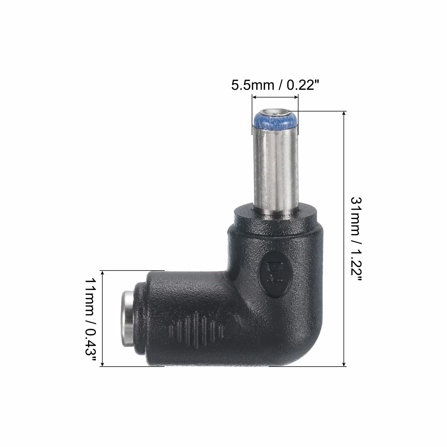QUARKZMAN Adapter złącza zasilania DC, 5 szt. żeńskie gniazdo 5,5 mm x 2,1 mm kąt 90 stopni na męski wtyczka 5,5 mm x 2,5 mm konwerter sprzęgający