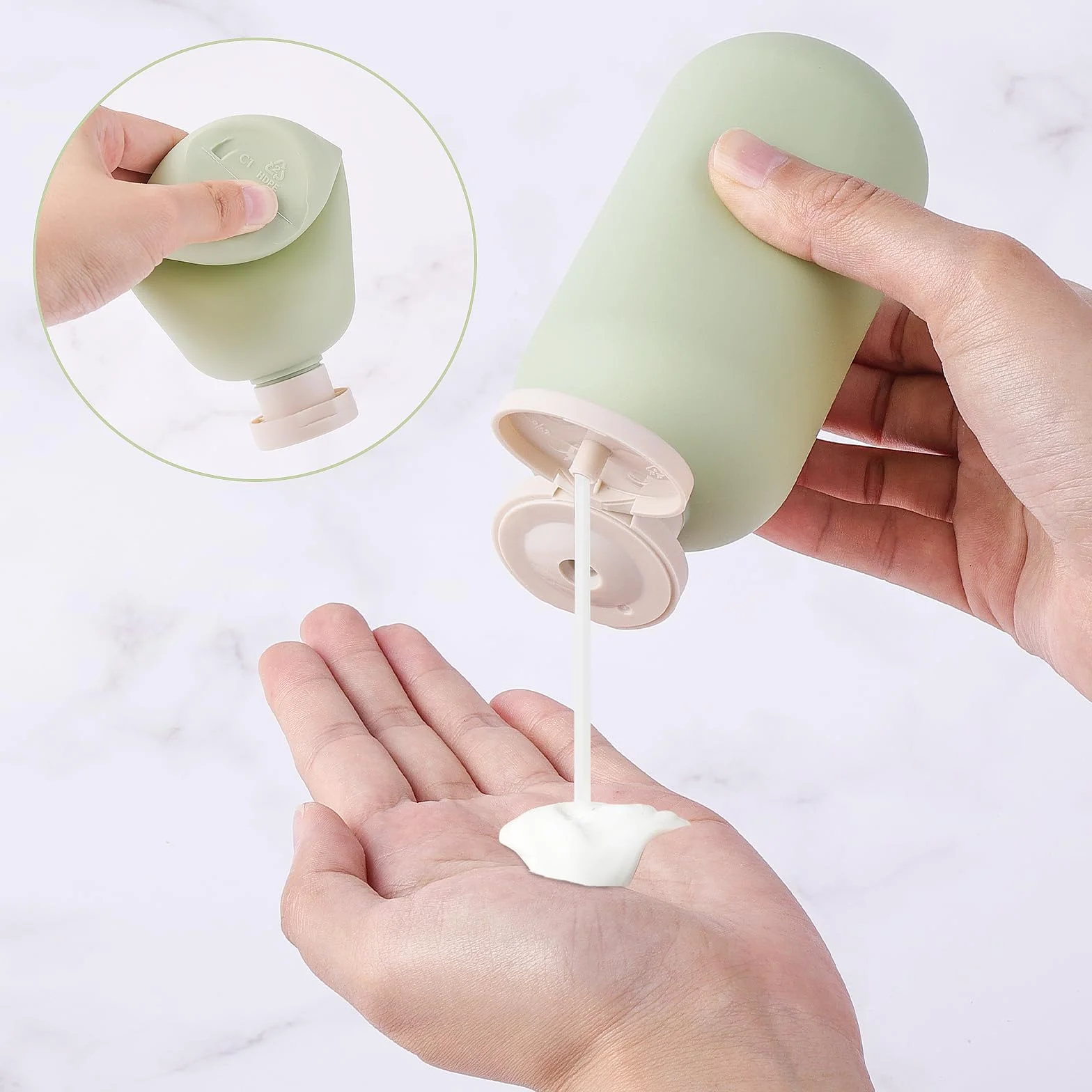 WLLHYF Butelki do wyciskania, 2 sztuki, 200 ml, plastikowe pojemniki podróżne do wielokrotnego napełniania, puste butelki z zatyczką, akcesoria podróżne do szamponu, kremów, balsamu, odżywki